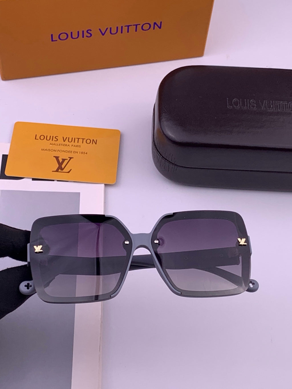 Louis Vuitton L5710 Polarized Square Gold Lens Sunglasses for Men & Women