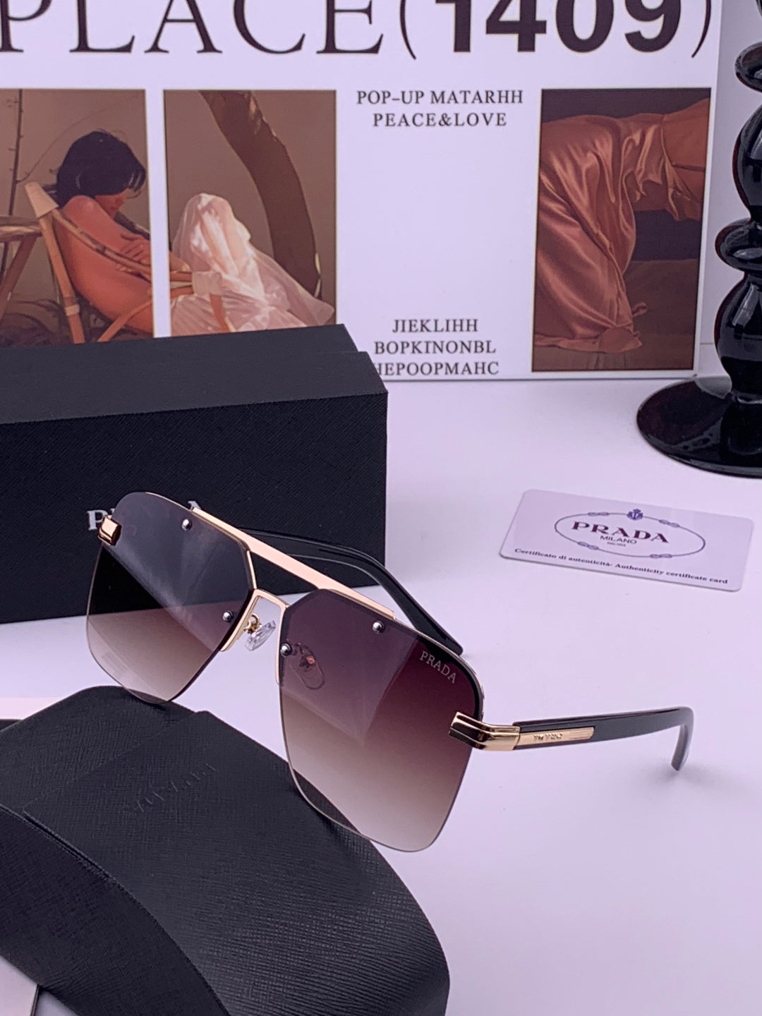 Prada Fashion Black Lens Sunglasses for Men - 487024 - detail image 2