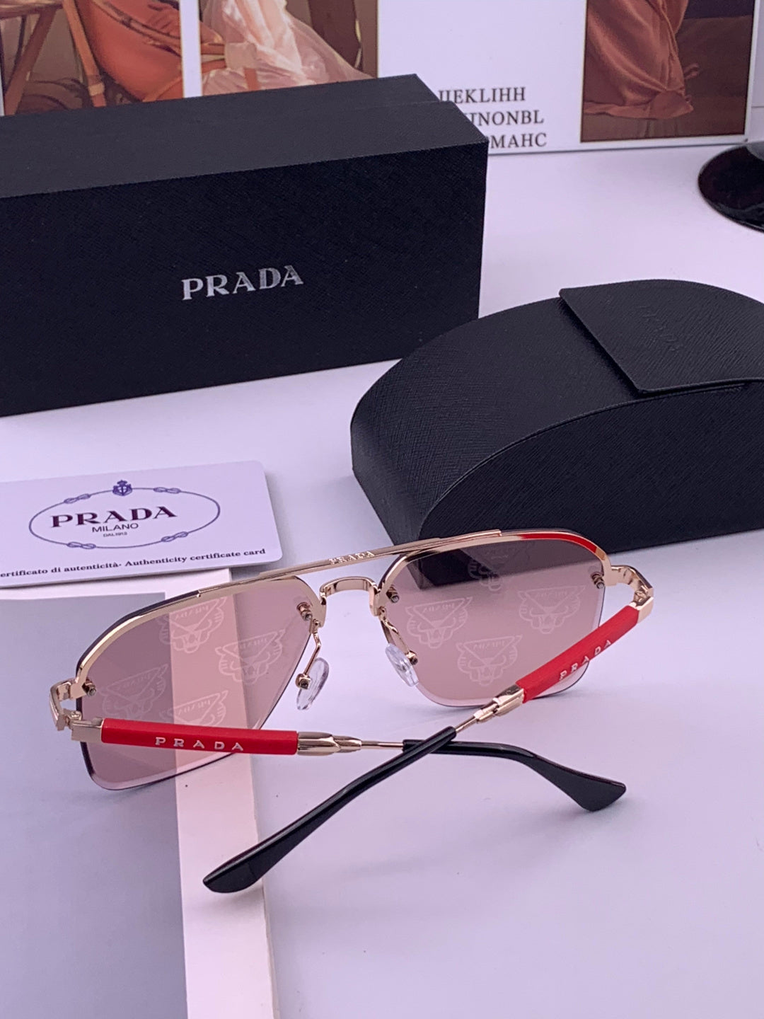 Prada Fashion Red Lens Sunglasses for Men - 487025 - detail image 6