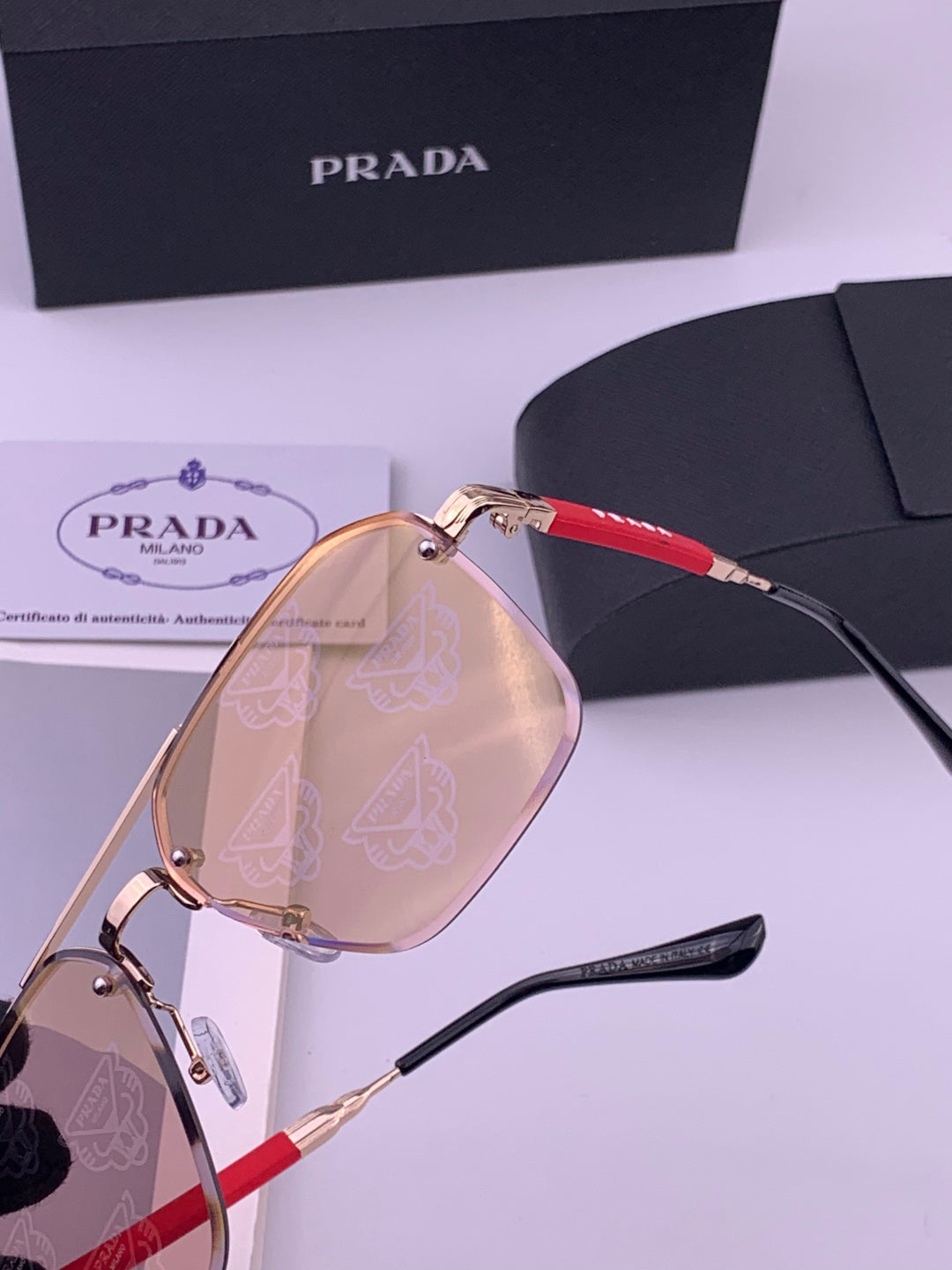 Prada Fashion Red Lens Sunglasses for Men - 487025 - detail image 2