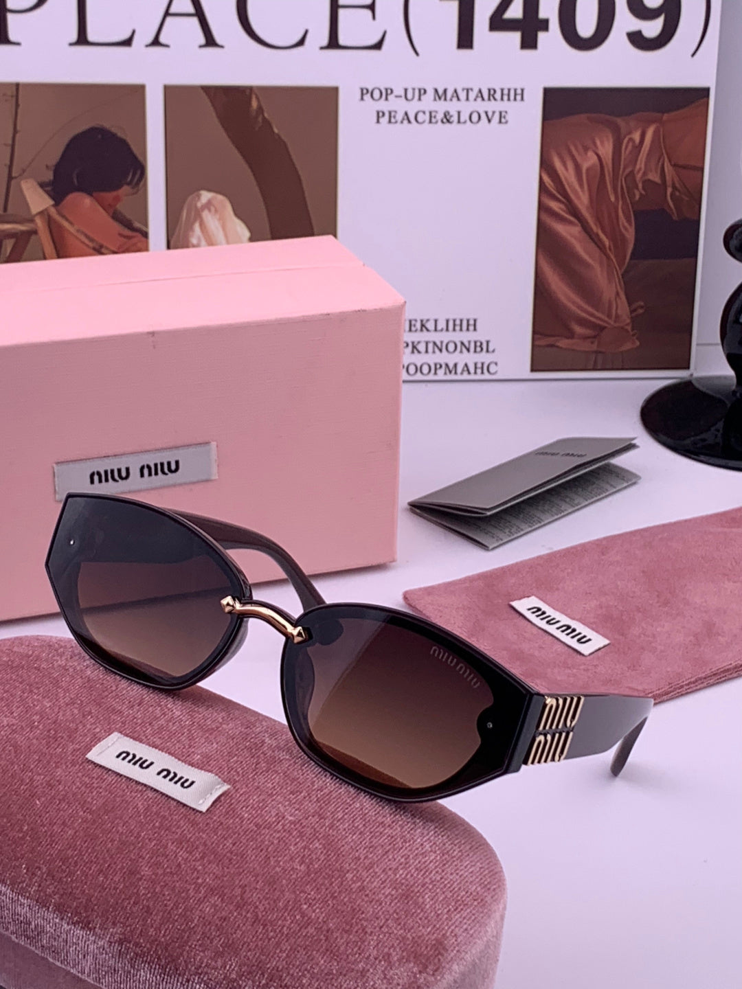Miu Miu M7350 Fashion Black Lens Sunglasses for Men & Women - detail image 2