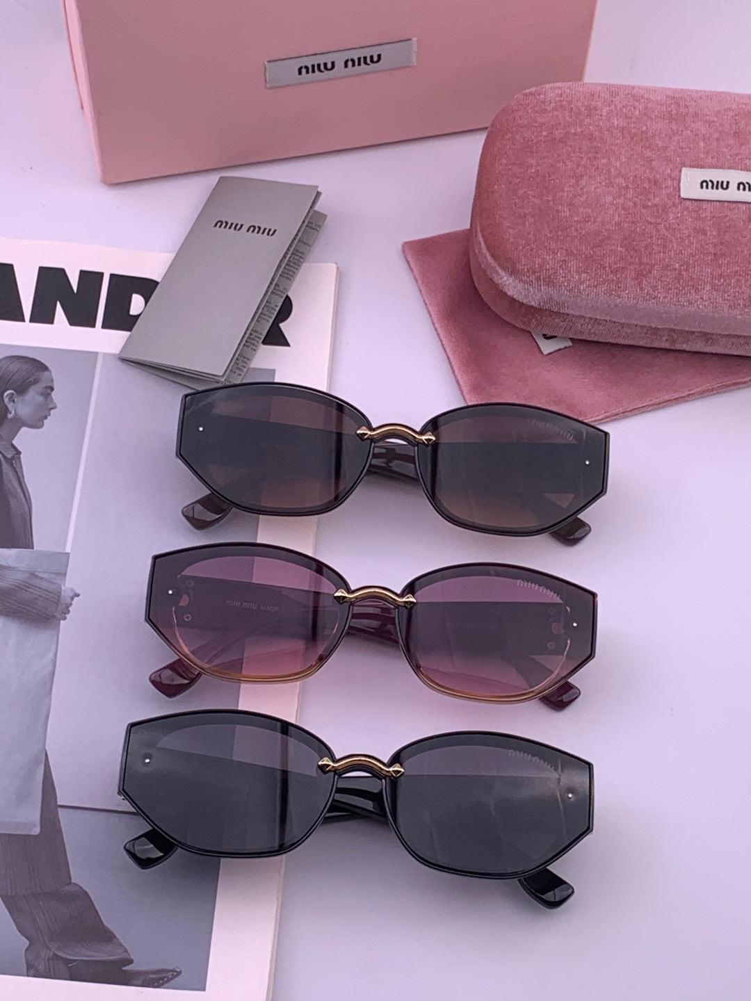 Miu Miu M7350 Fashion Black Lens Sunglasses for Men & Women - detail image 8