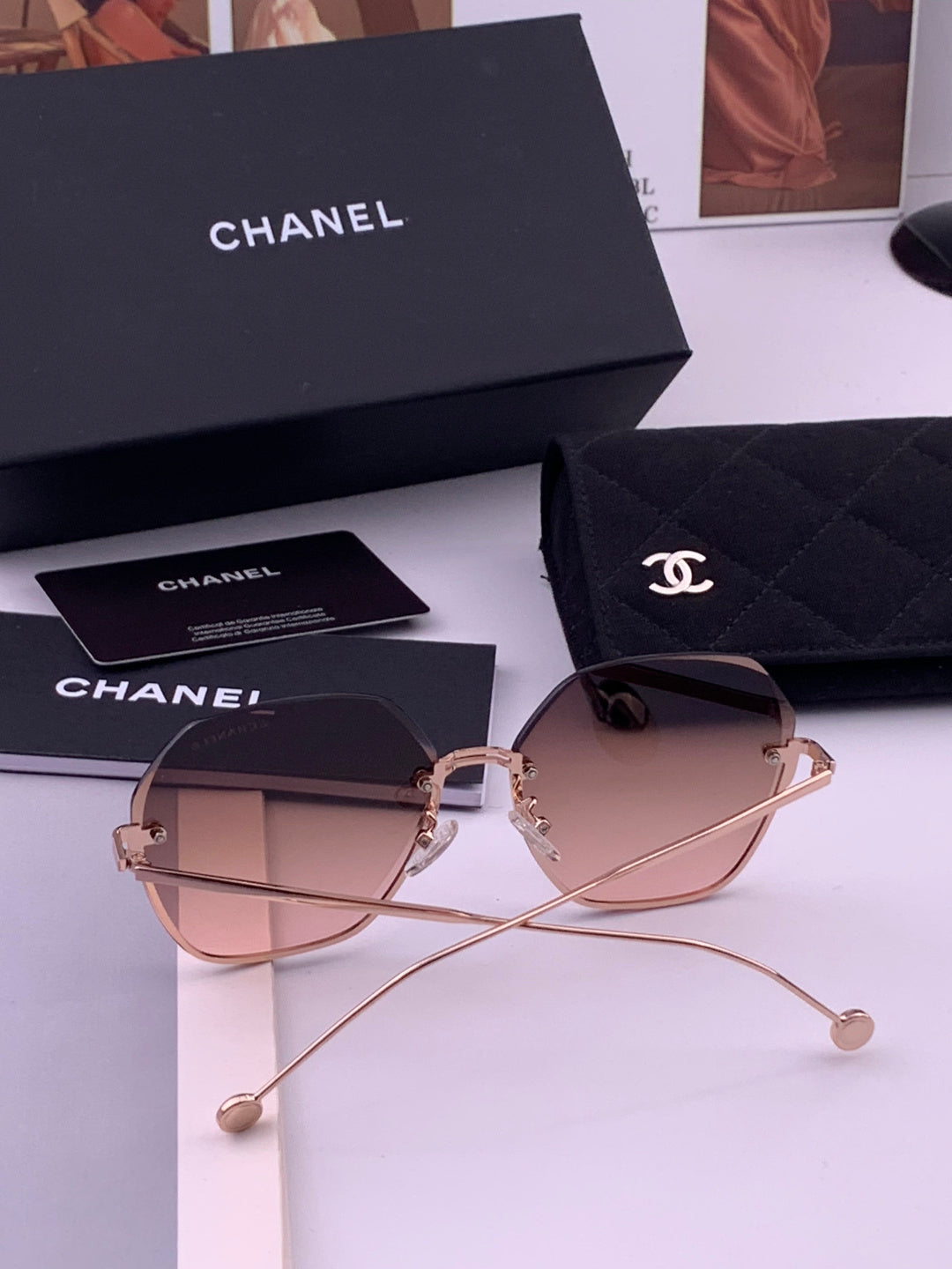 Chanel CH33711 Lightweight Rimless Gold Lens Sunglasses for Women - detail image 7