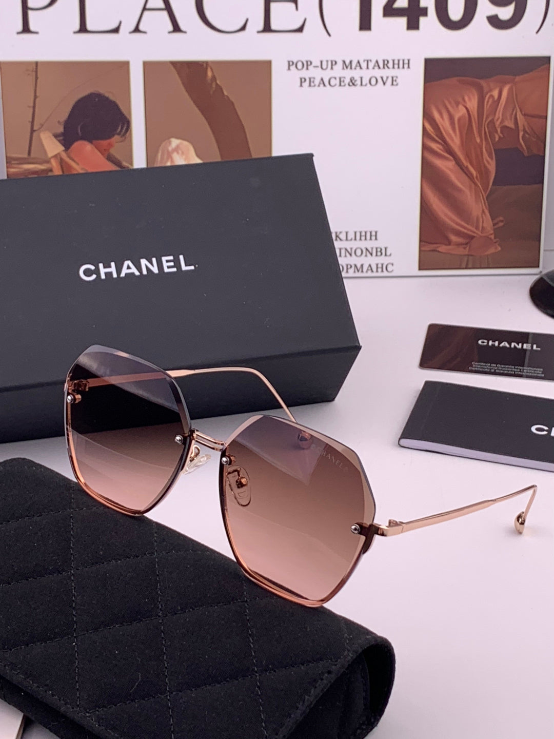 Chanel CH33711 Lightweight Rimless Gold Lens Sunglasses for Women - detail image 2