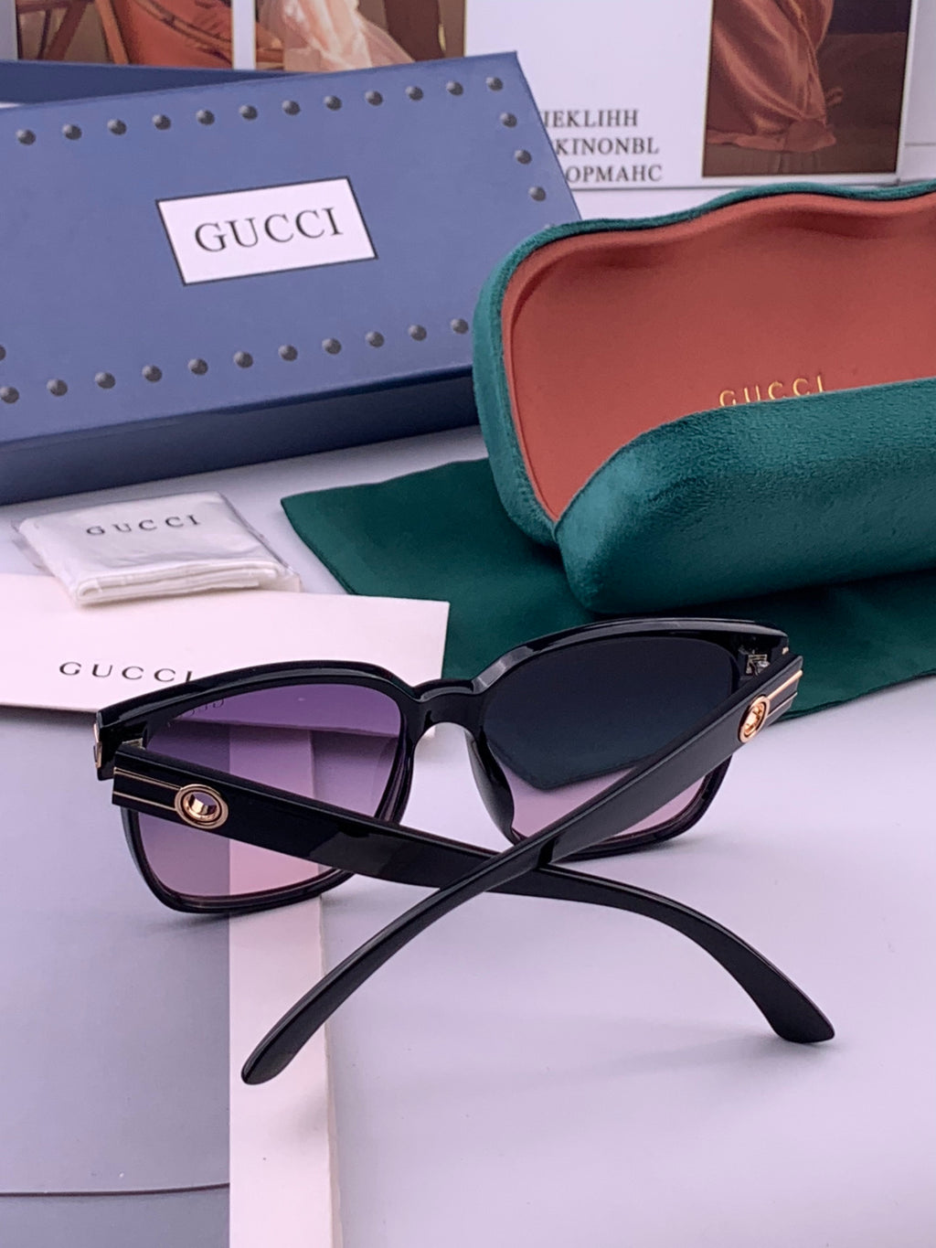 Gucci G1106 Metal Square Brown Lens Sunglasses for Men & Women - detail image 7