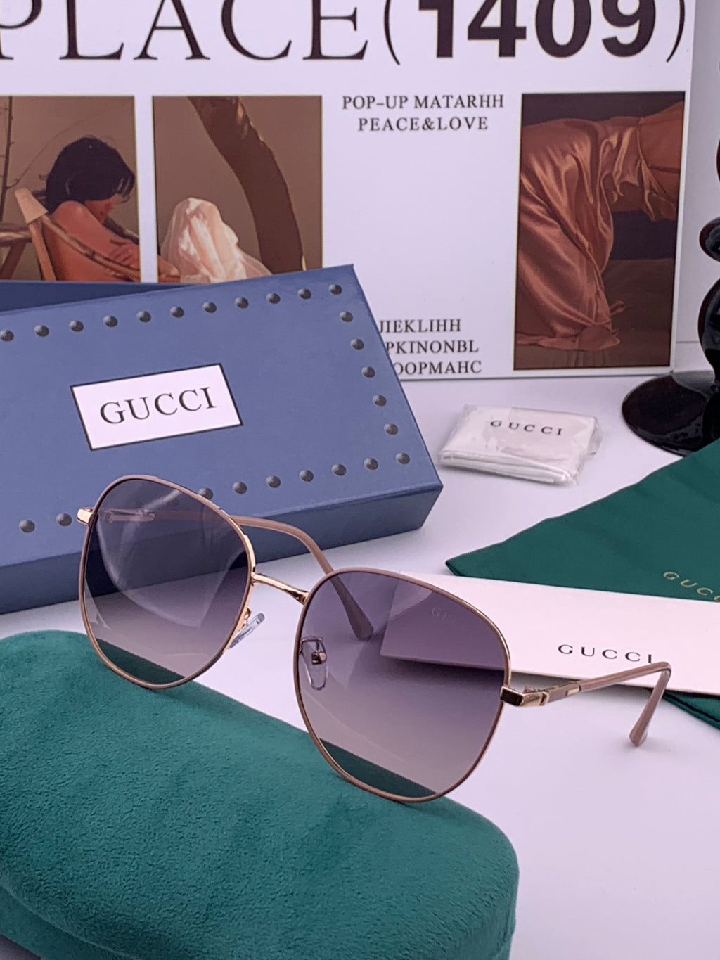 Gucci G5822 Polarized Oversized Gold Lens Sunglasses for Men & Women - detail image 2