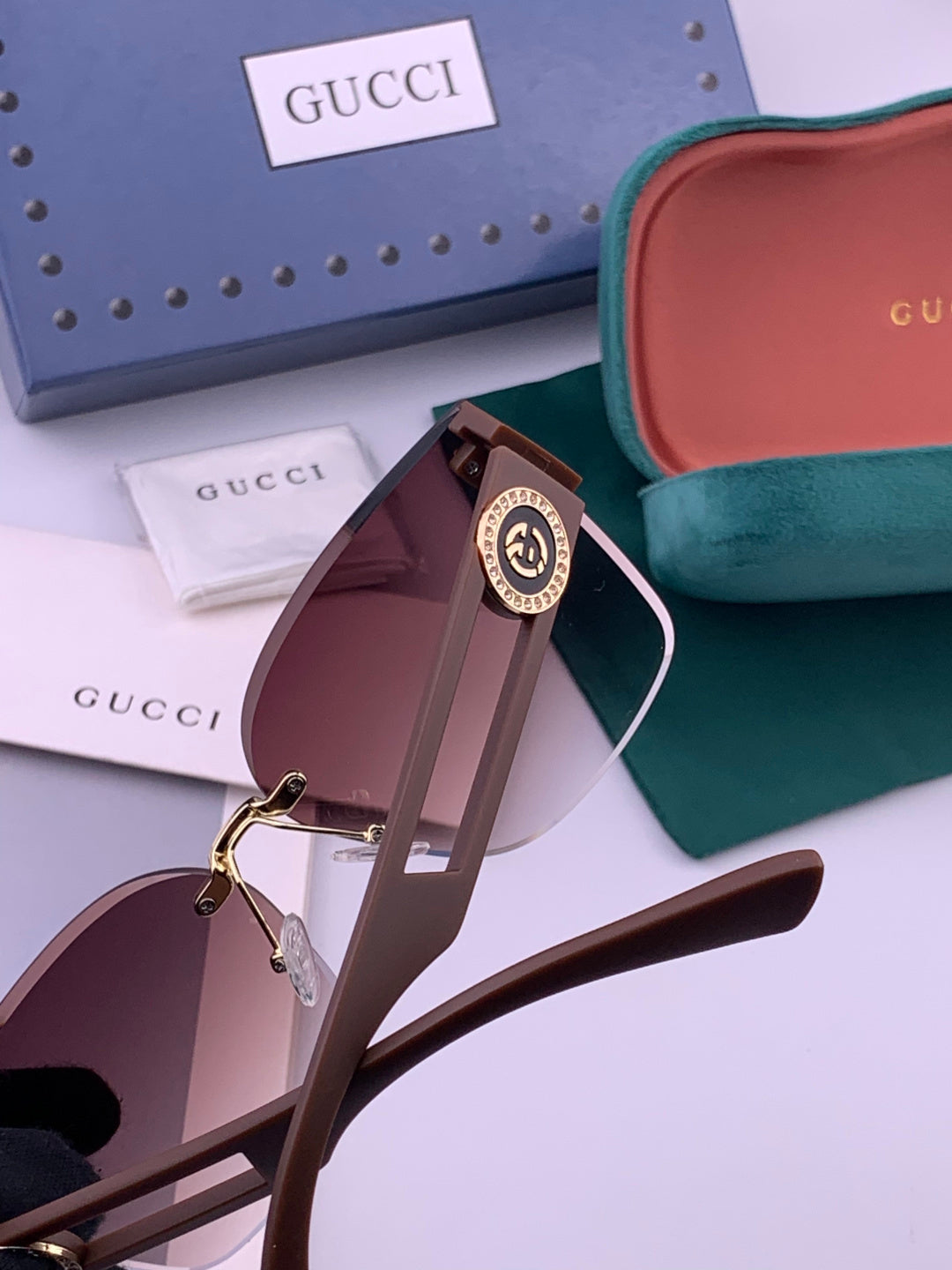 Gucci G3101 Square Brown Lens Sunglasses for Men & Women - detail image 4