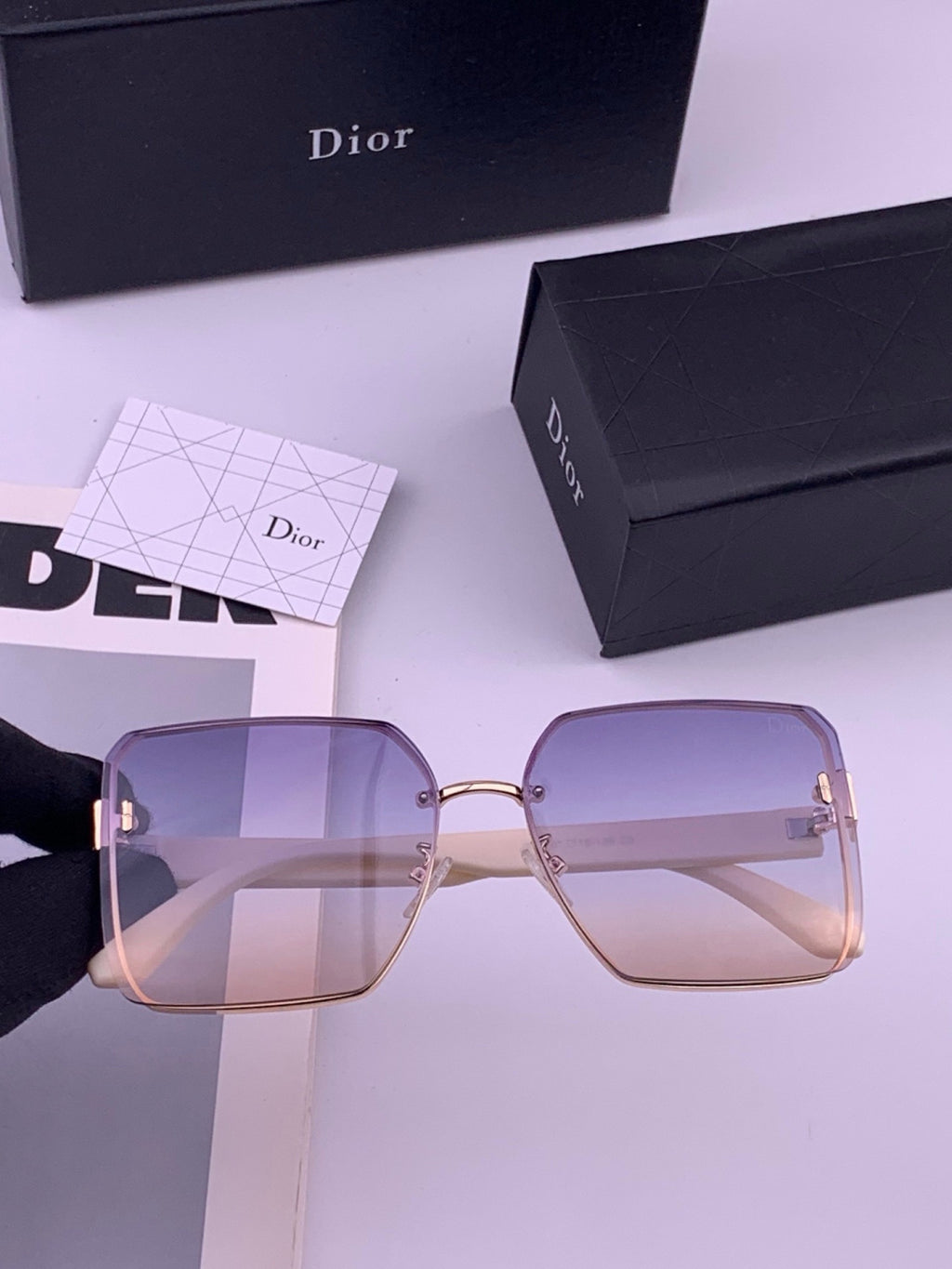 Dior CD0238 Polarized Square Gold Lens Sunglasses for Women