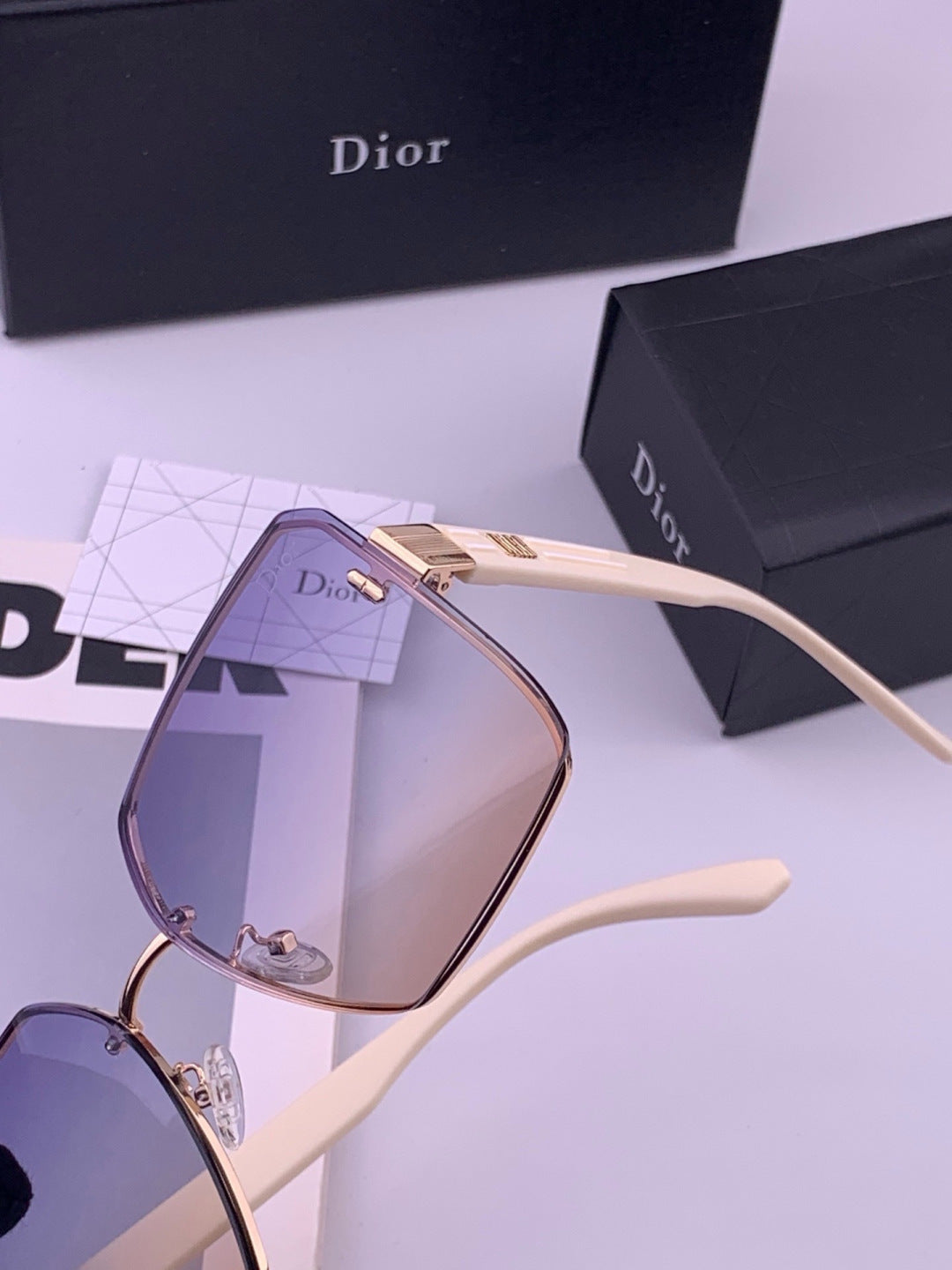 Dior CD0238 Polarized Square Gold Lens Sunglasses for Women - detail image 3