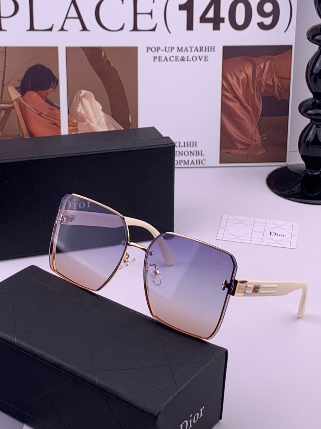 Dior CD0238 Polarized Square Gold Lens Sunglasses for Women - detail image 2