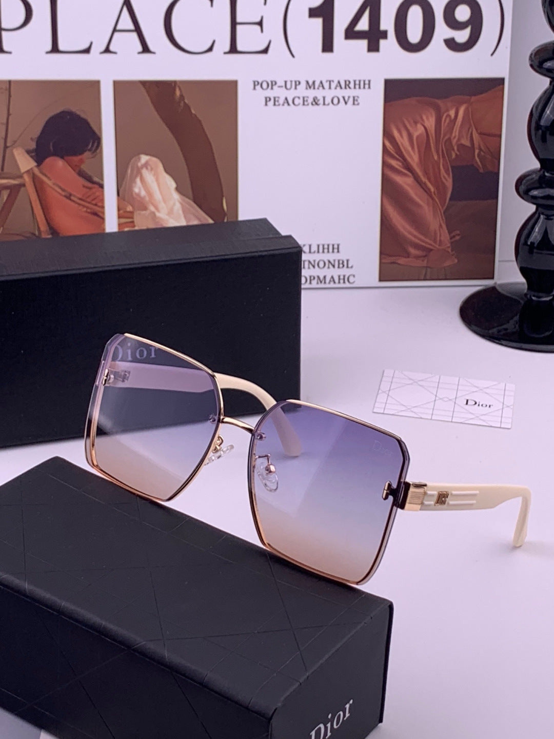 Dior CD0238 Polarized Square Gold Lens Sunglasses for Women - detail image 2