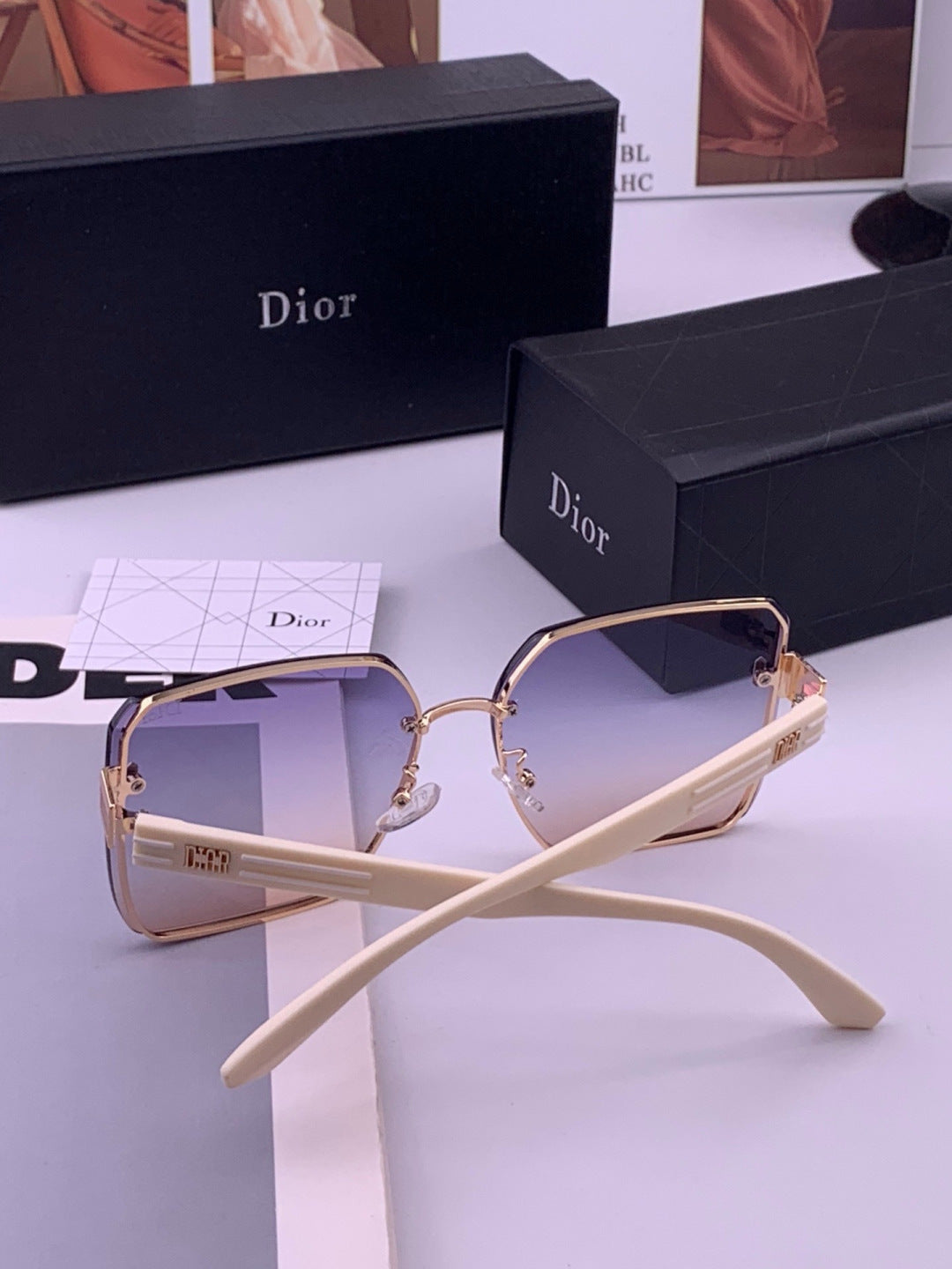 Dior CD0238 Polarized Square Gold Lens Sunglasses for Women - detail image 7