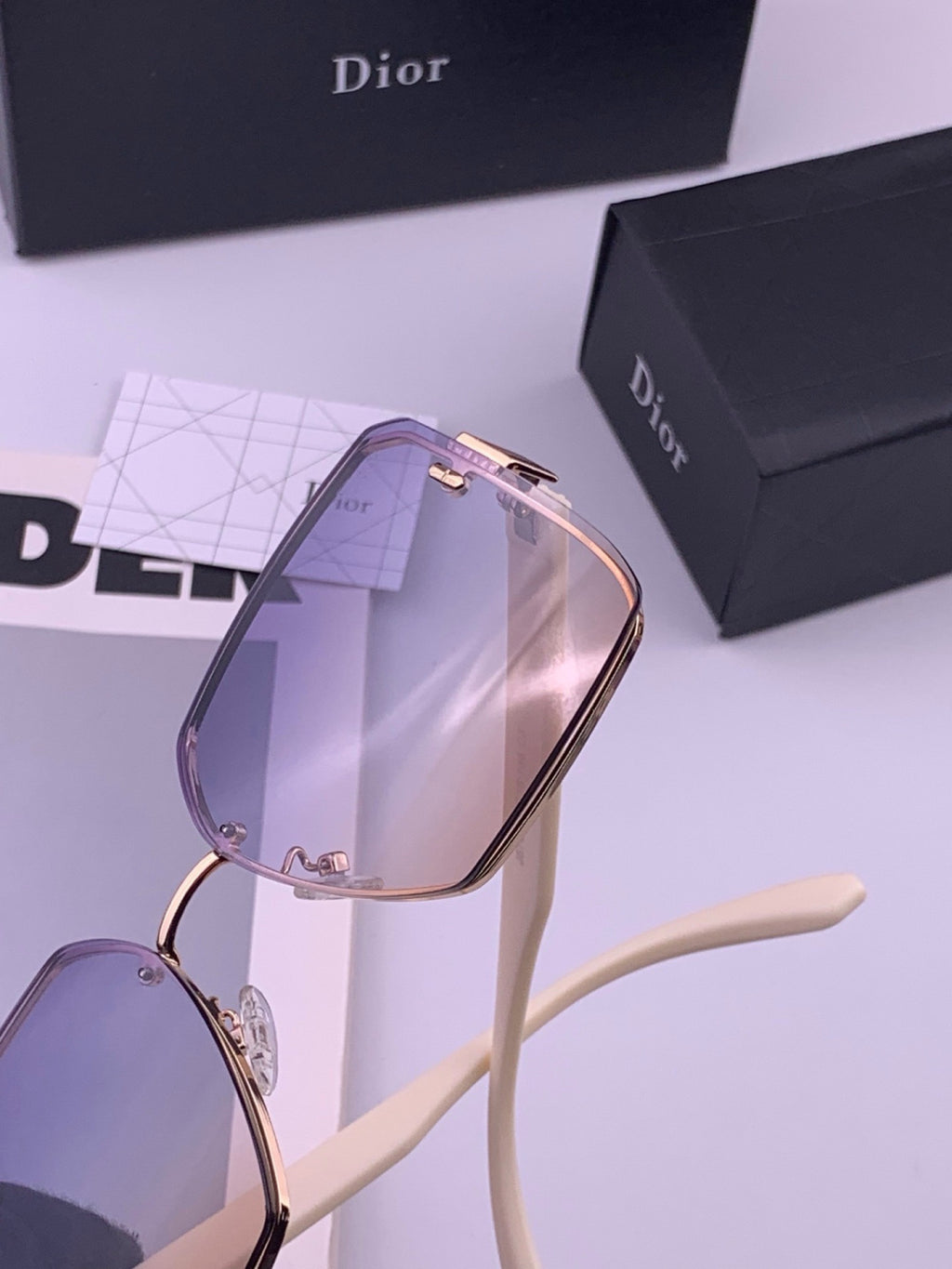Dior CD0238 Polarized Square Gold Lens Sunglasses for Women - detail image 6