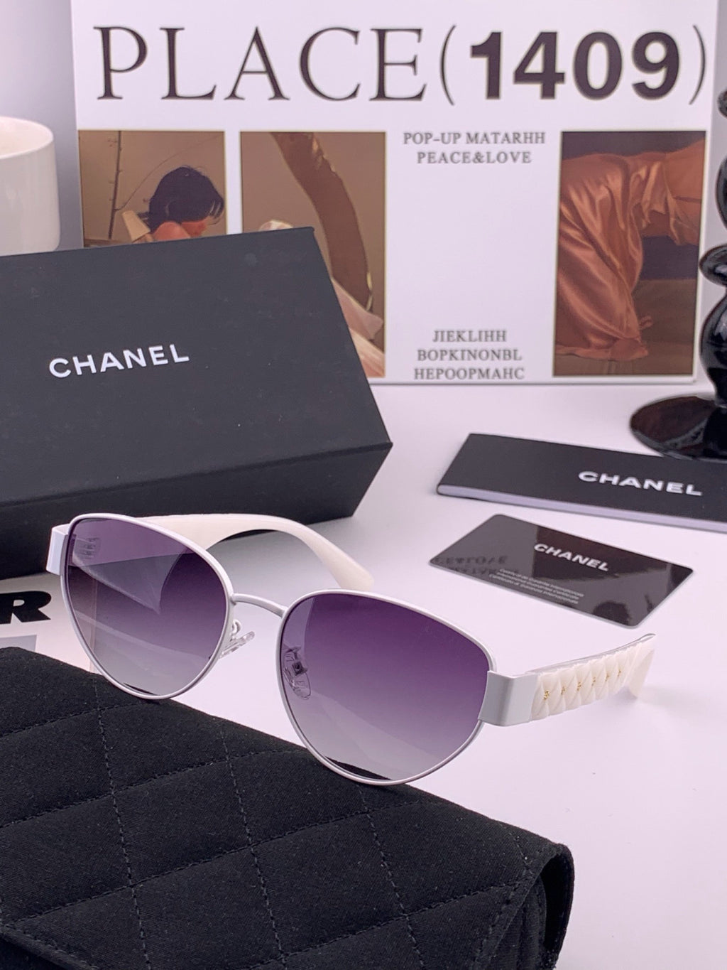 Chanel CH65910 Polarized Fashion Black Lens Sunglasses for Women - detail image 6