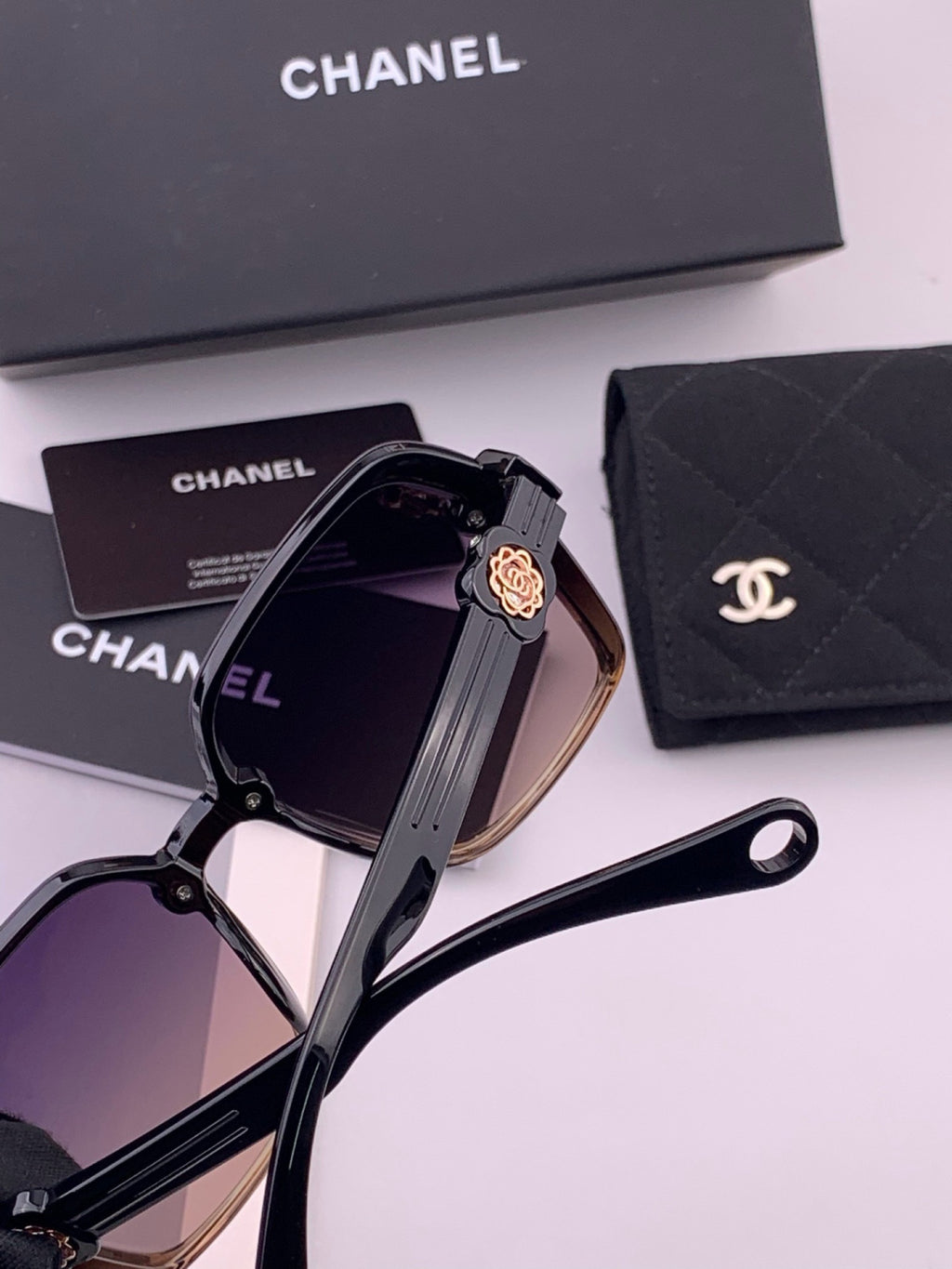 Chanel CH9788 Polarized Oversized Black Lens Sunglasses for Men & Women - detail image 5