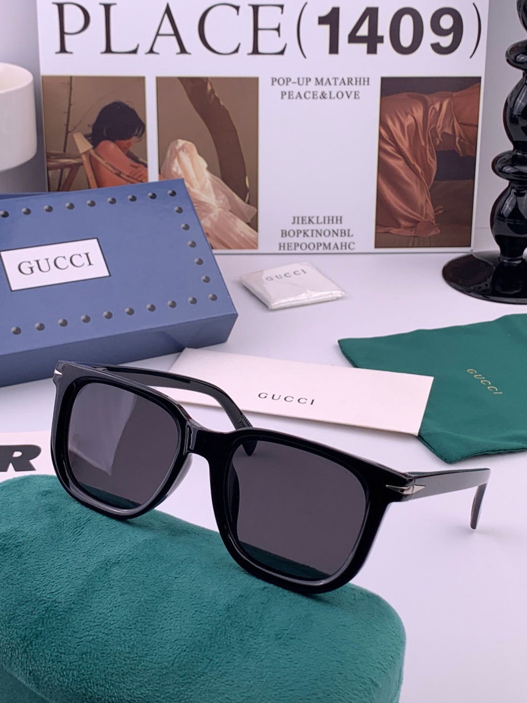 Gucci G3821 Polarized Square Gold Lens Sunglasses for Women - detail image 3