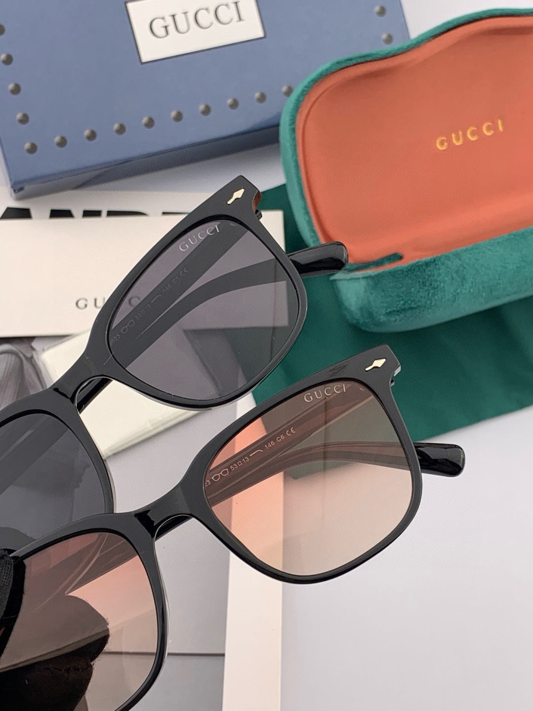 Gucci G3902 Polarized Square Gold Lens Sunglasses for Men & Women - detail image 4