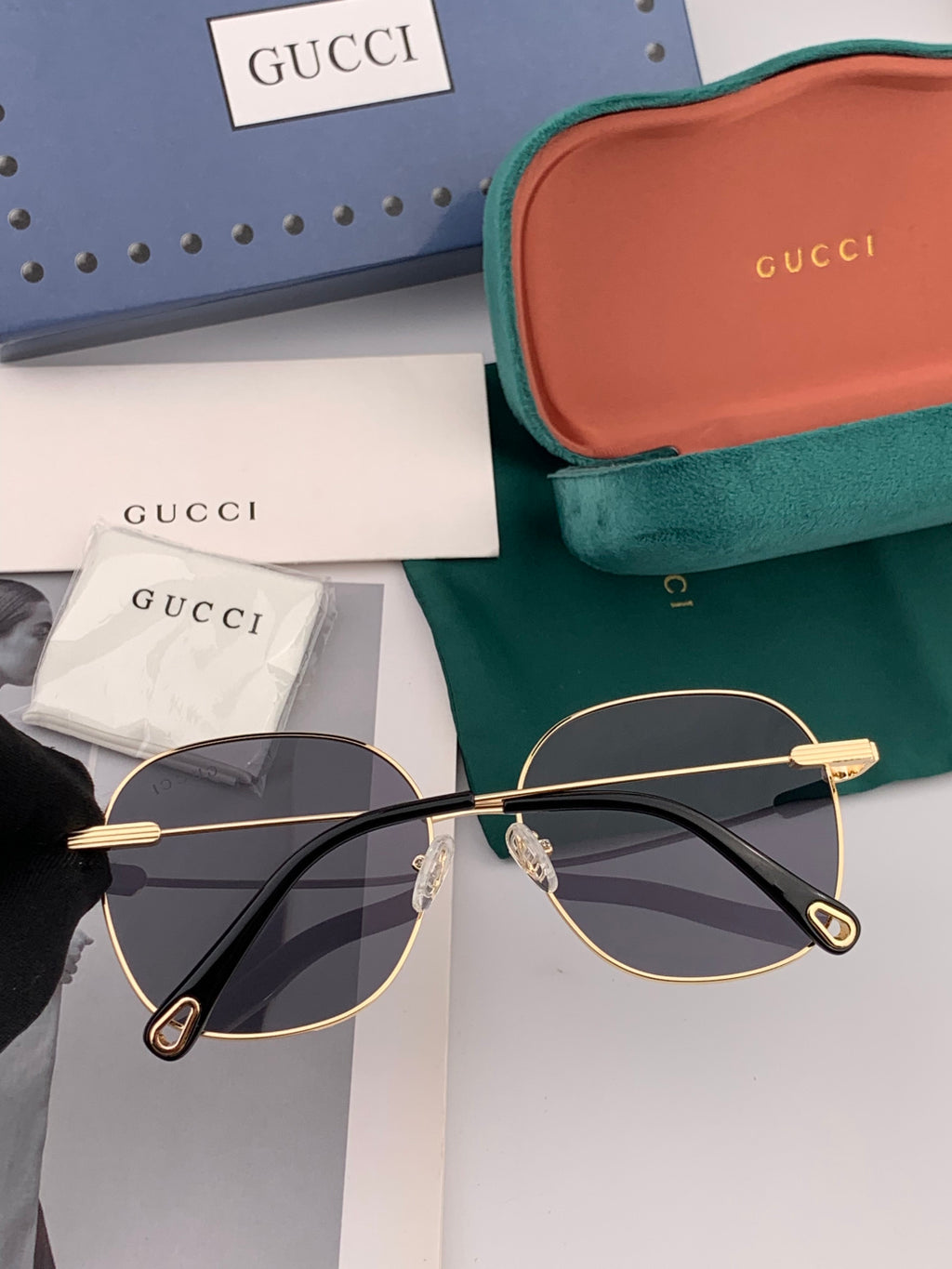 Gucci G35810 Polarized Acetate Round Gold Lens Sunglasses for Men & Women - detail image 2