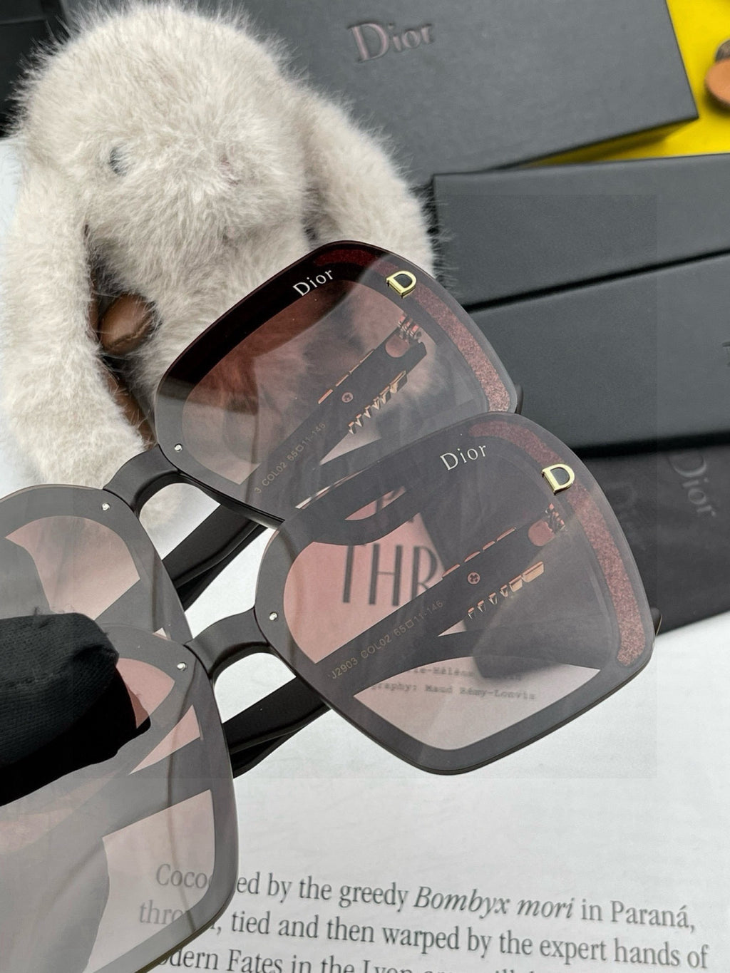 Dior CD3290 Polarized Square Black Lens Sunglasses for Women - detail image 5