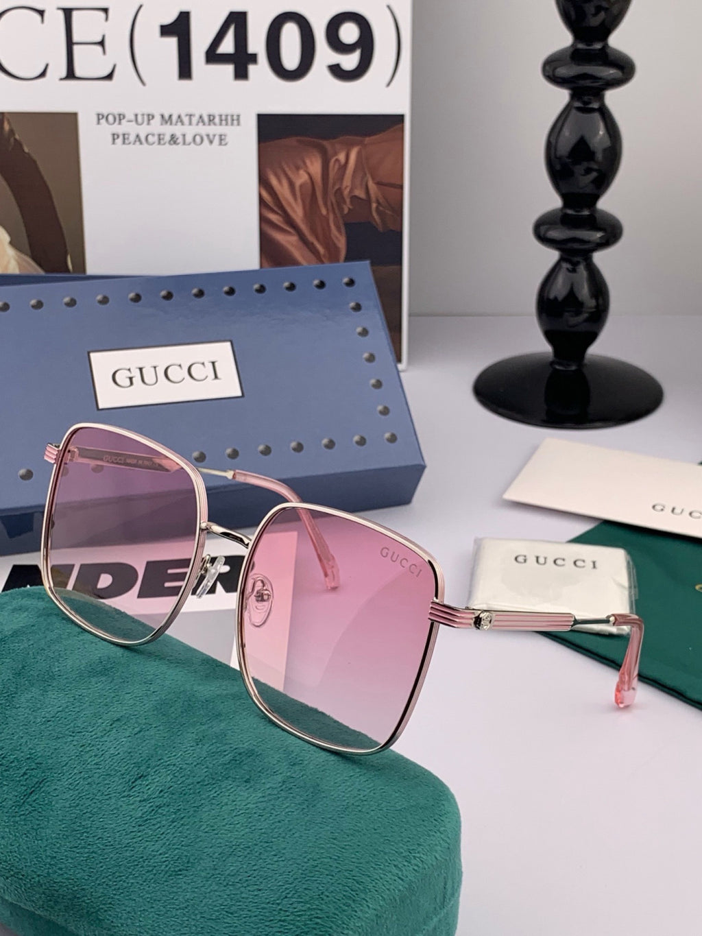 Gucci G2220 Polarized Square Black Lens Sunglasses for Men & Women - 493312 - detail image 6