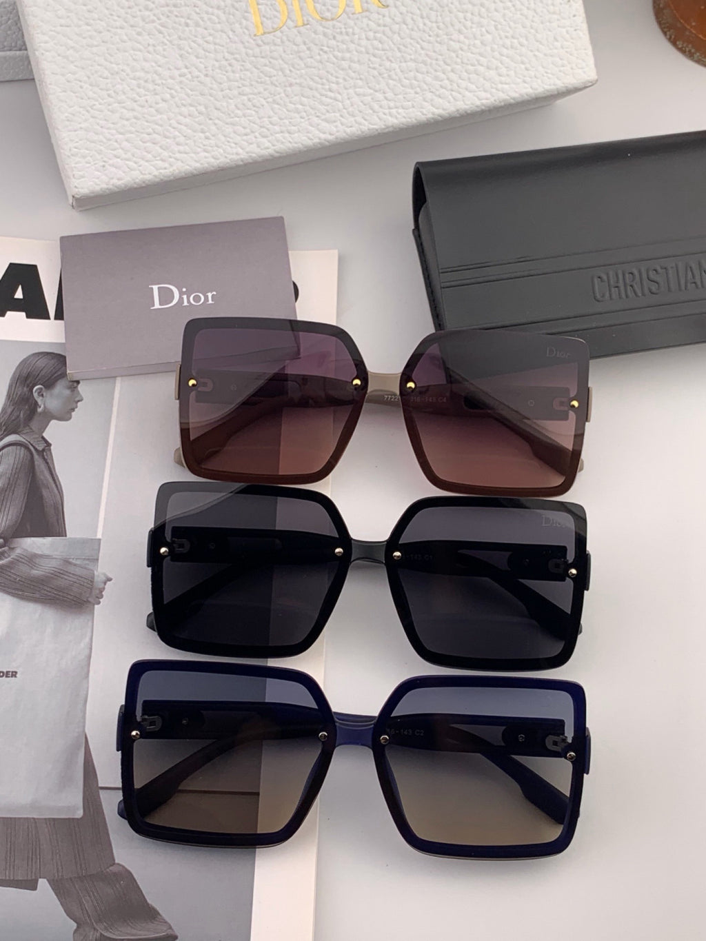 Dior CD2727 Polarized Square Red Lens Sunglasses for Women - detail image 6