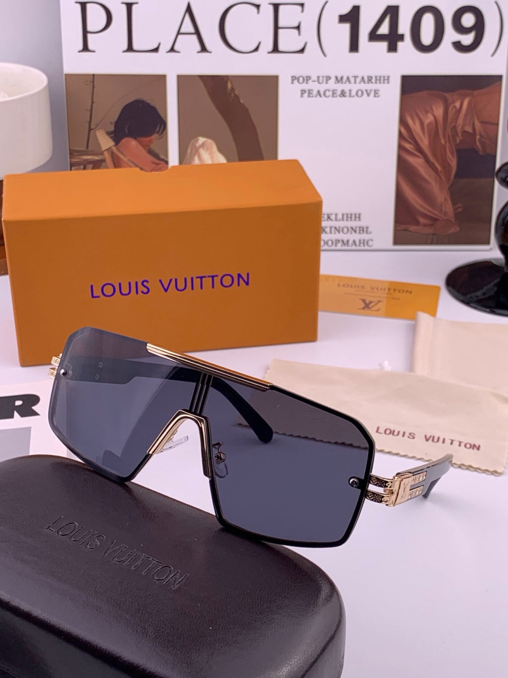 Louis Vuitton L71757 Aviator Blue Lens Sunglasses for Men & Women - detail image 4