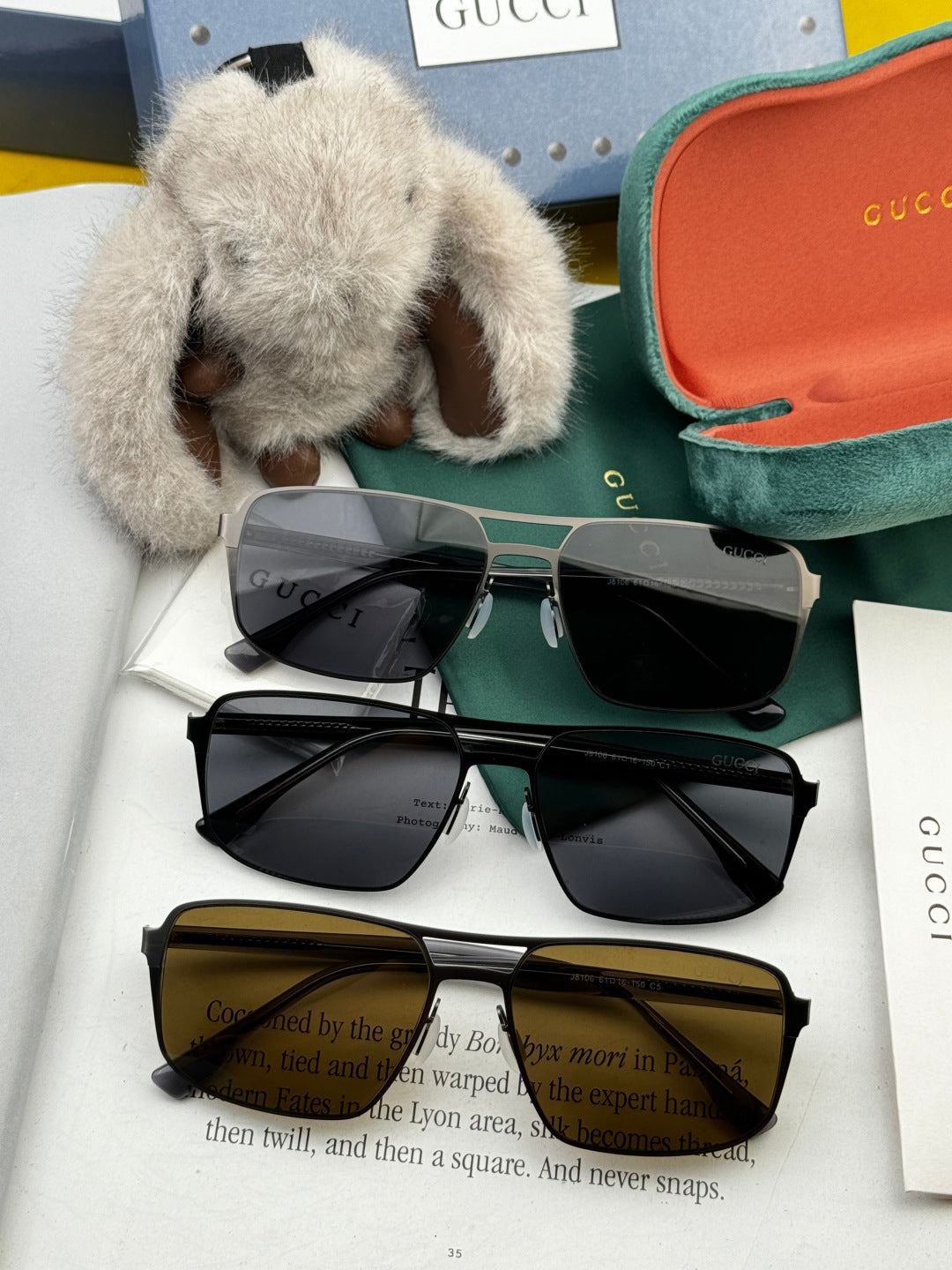 Gucci G6810 Polarized Aviator Black Lens Sunglasses for Men - detail image 7