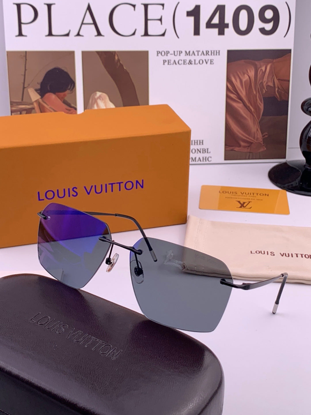 Louis Vuitton L2253 Polarized Aviator Blue Lens Sunglasses for Men - detail image 5