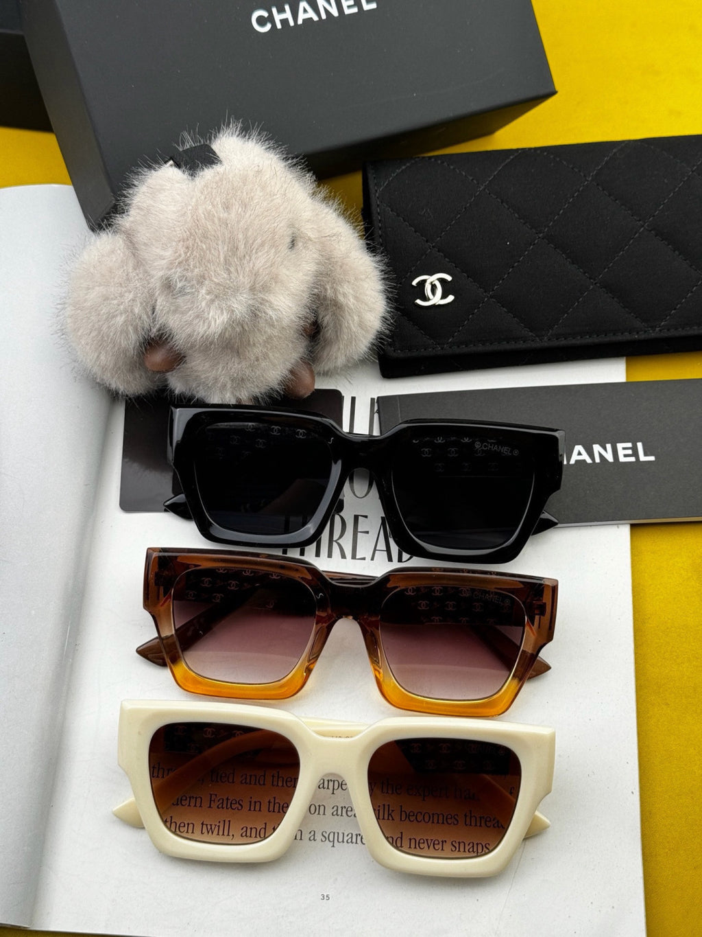 Chanel CH6132 Polarized Square Gold Lens Sunglasses for Men & Women - detail image 4
