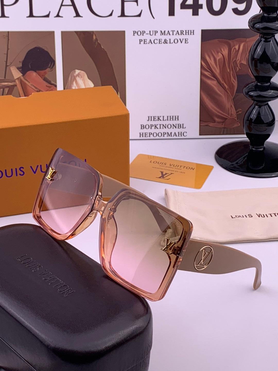 Louis Vuitton L8270 Square Black Lens Sunglasses for Men & Women - detail image 2