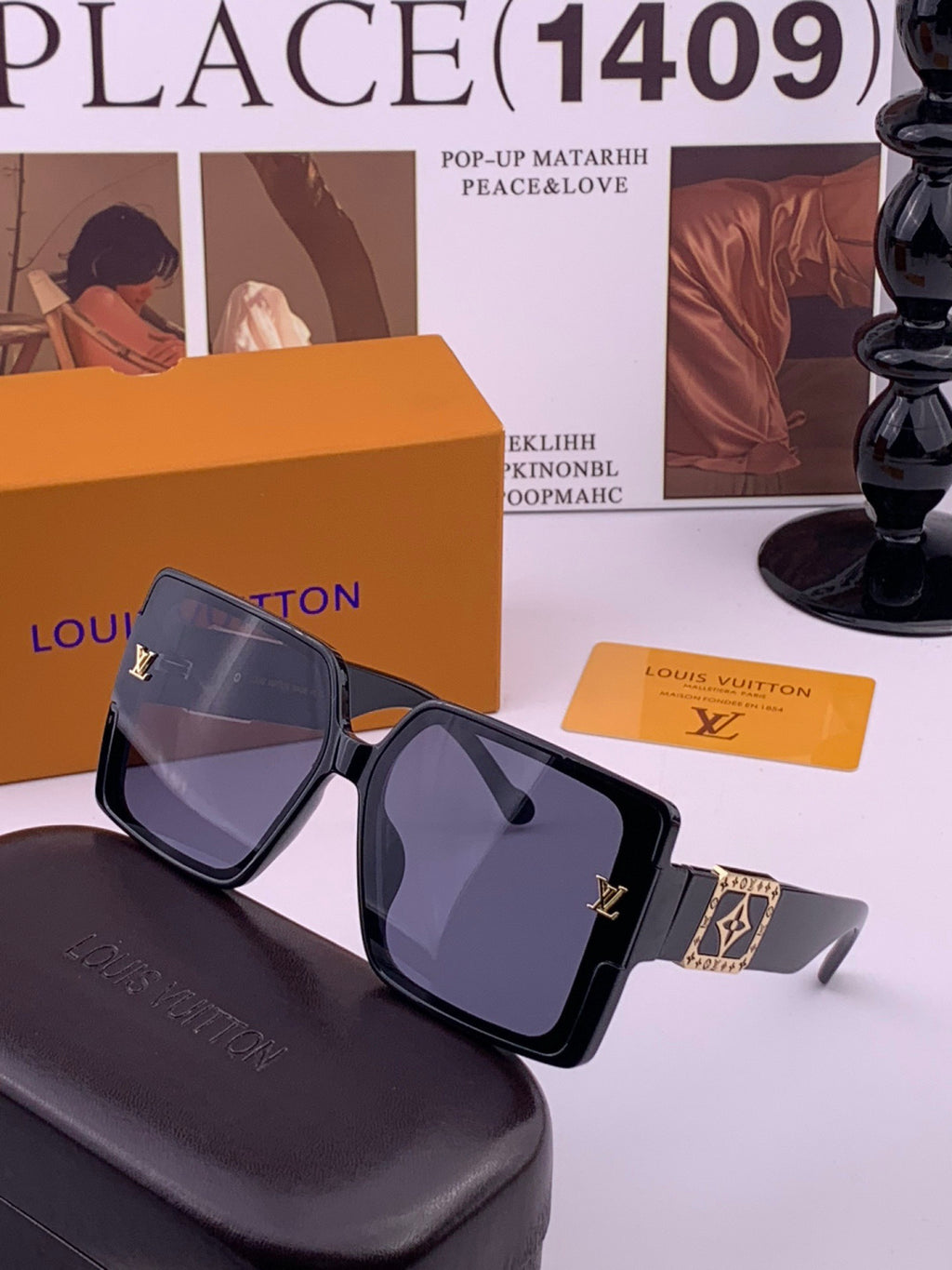 Louis Vuitton L97003 Square Black Lens Sunglasses for Men & Women - detail image 2
