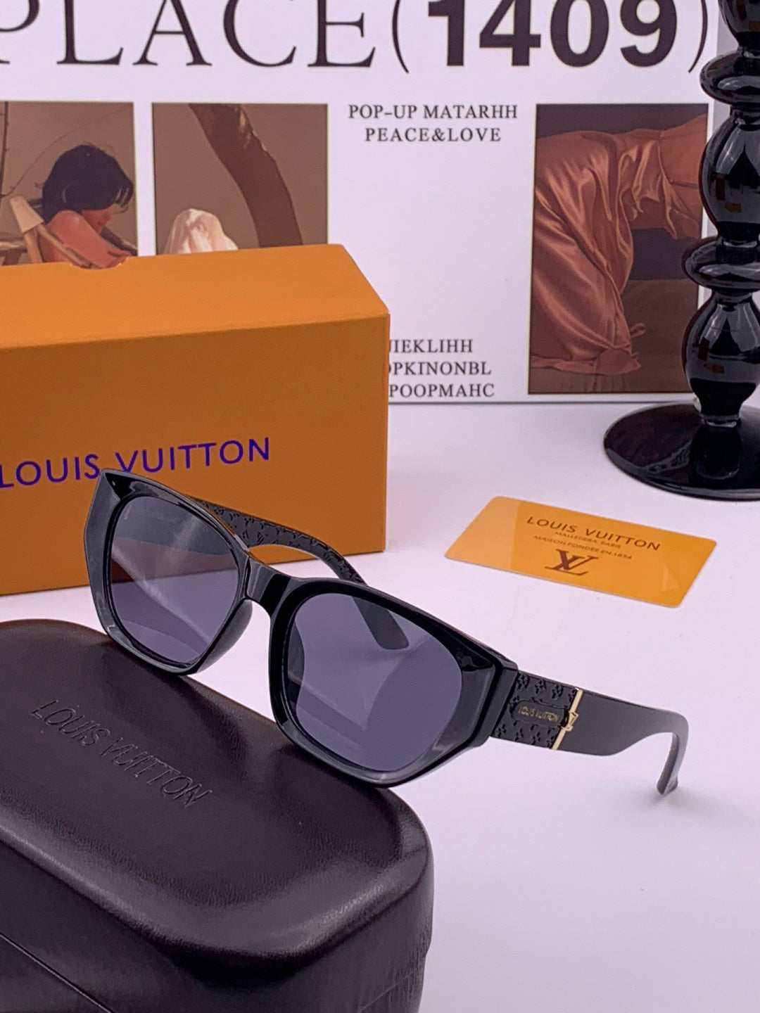 Louis Vuitton L17000 Square Black Lens Sunglasses for Men & Women