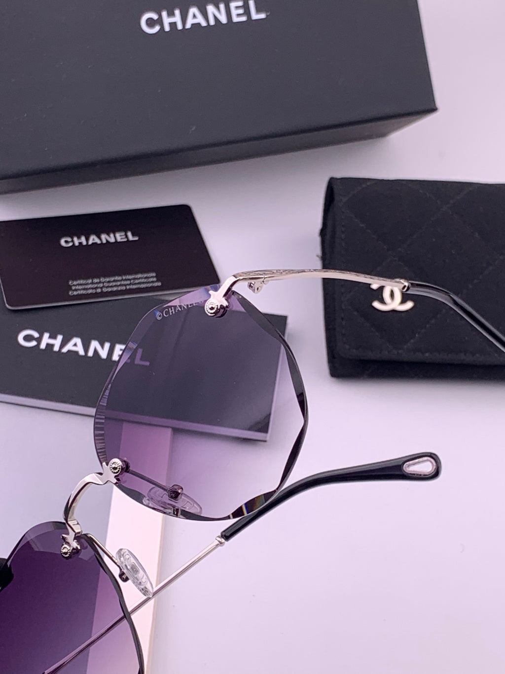 Chanel CH322 Lightweight Rimless Gold Lens Sunglasses for Women - detail image 3