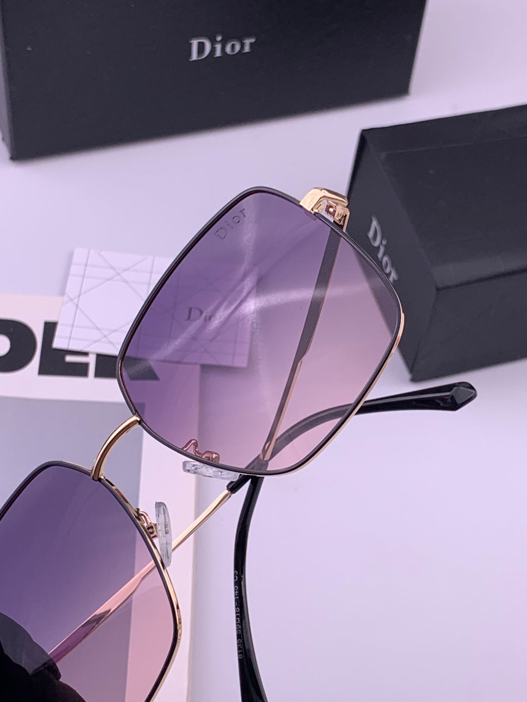 Dior D5813 Polarized Square Black Lens Sunglasses for Men & Women - detail image 5