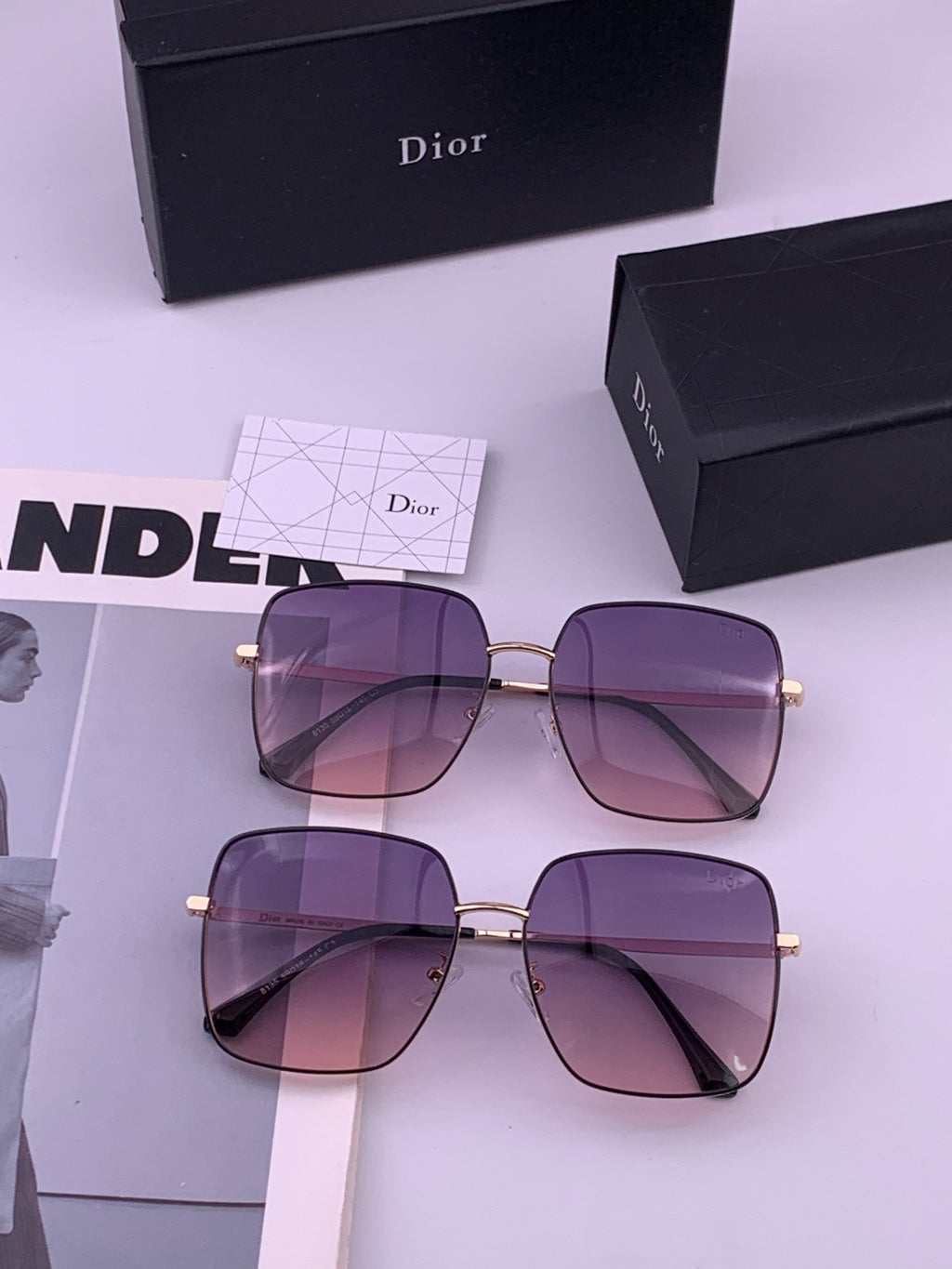 Dior D5813 Polarized Square Black Lens Sunglasses for Men & Women - detail image 7