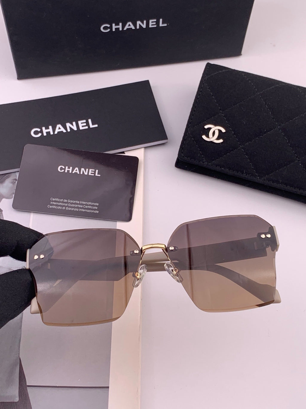 Chanel CH8851 Polarized Square Gold Lens Sunglasses for Women - 486698