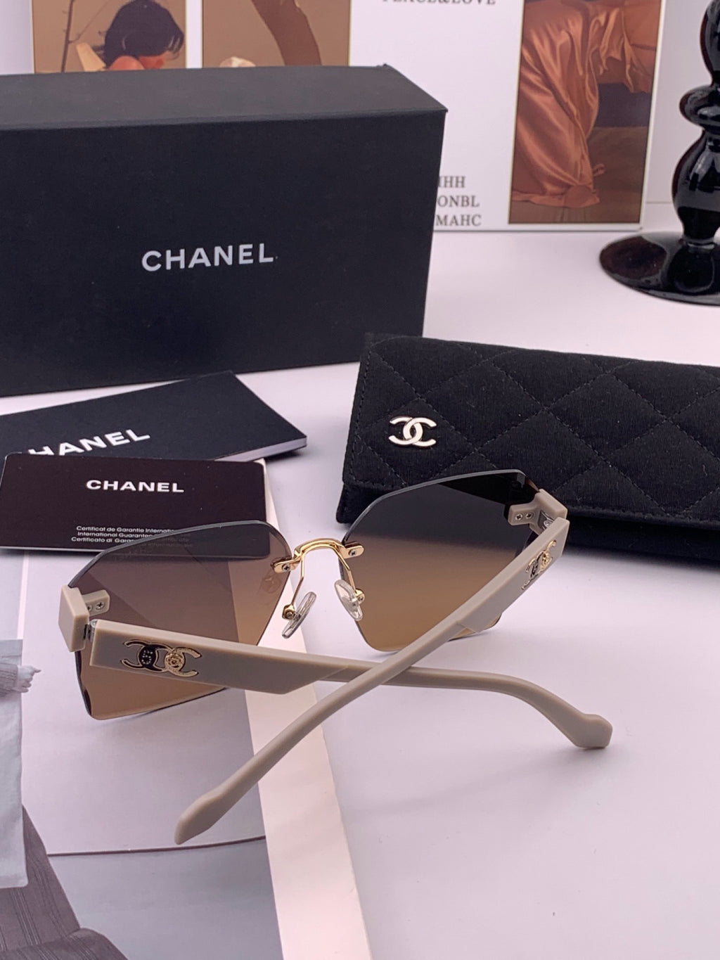 Chanel CH8851 Polarized Square Gold Lens Sunglasses for Women - 486698 - detail image 6
