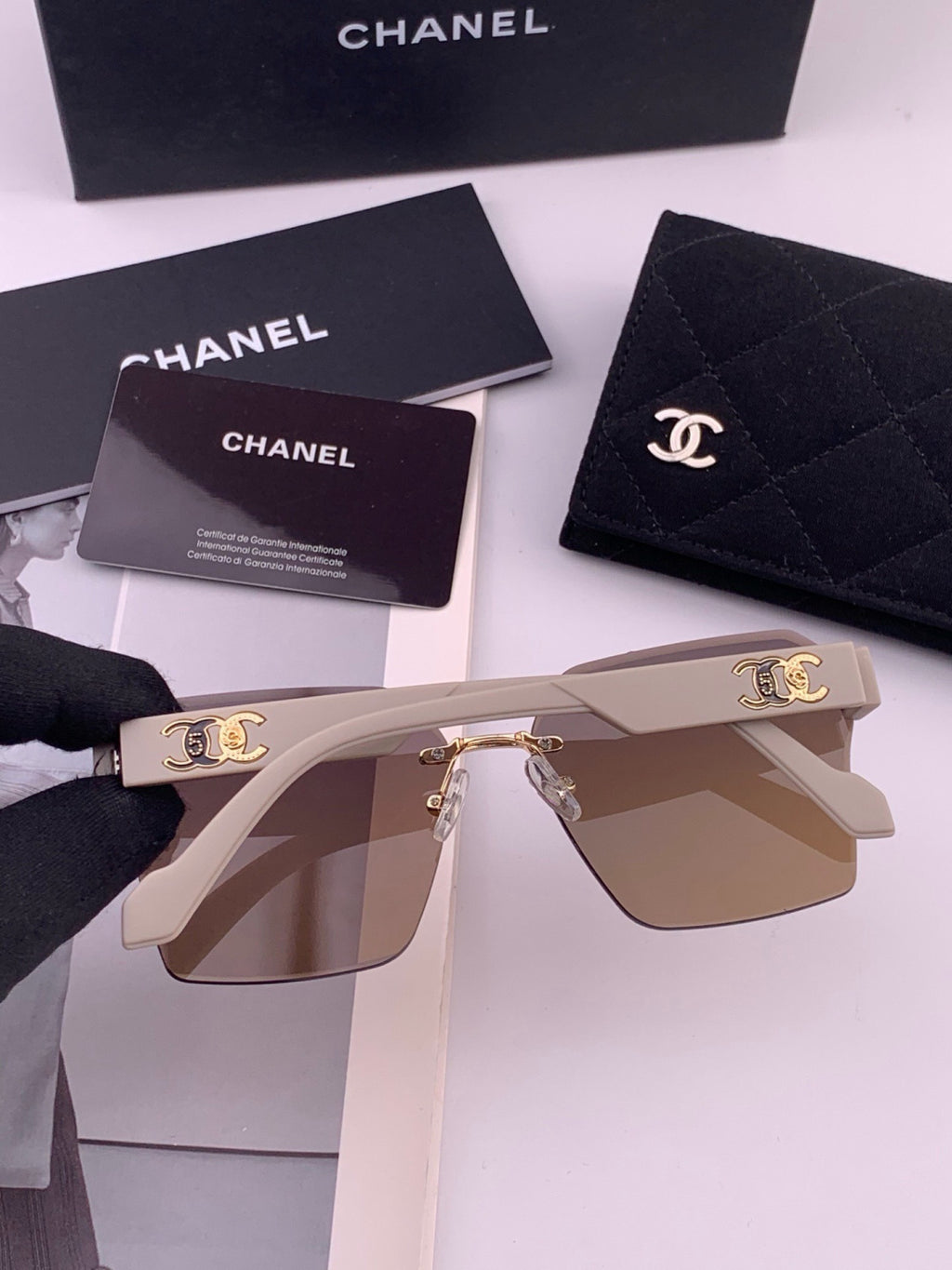 Chanel CH8851 Polarized Square Gold Lens Sunglasses for Women - 486698 - detail image 5