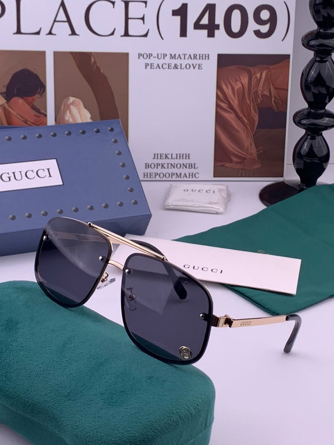 Gucci G41741 Aviator Black Lens Sunglasses for Men & Women - 486490 - detail image 2