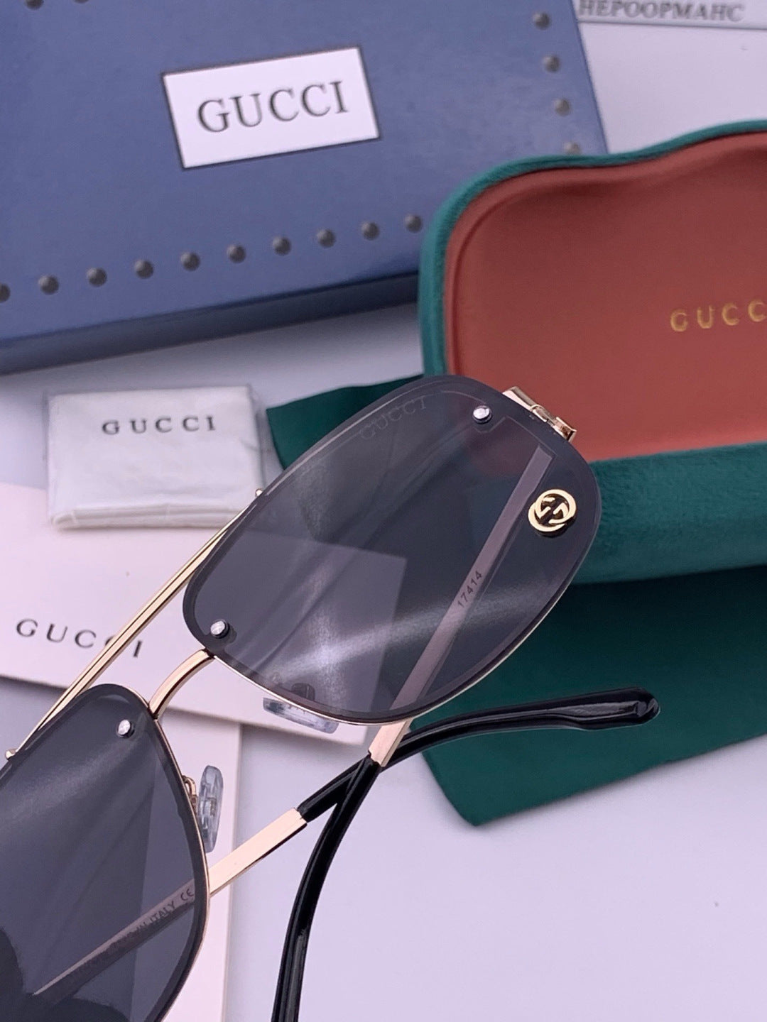 Gucci G41741 Aviator Black Lens Sunglasses for Men & Women - 486490 - detail image 6