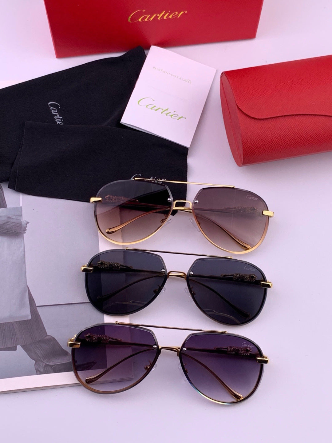 Cartier K21758 Fashion Black Lens Sunglasses for Men & Women - detail image 8