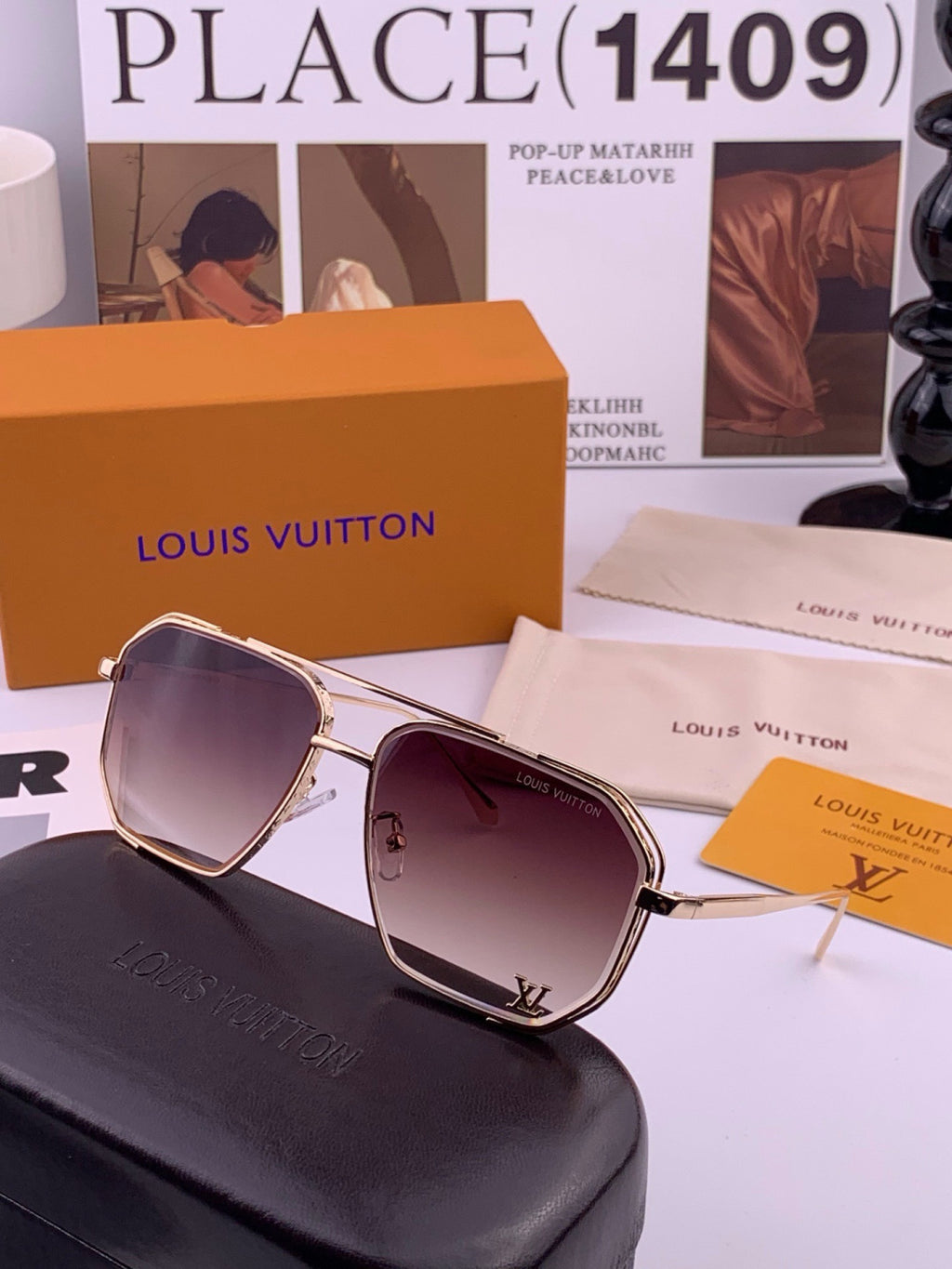 Louis Vuitton L31758 Aviator Black Lens Sunglasses for Men & Women - detail image 5
