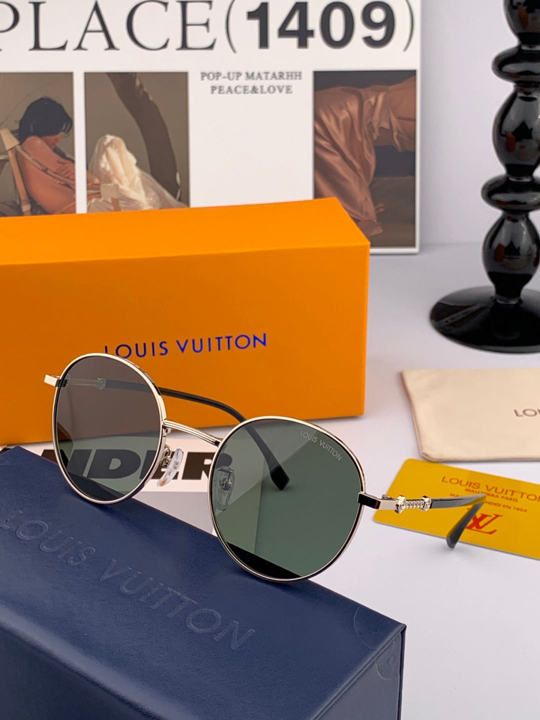 Louis Vuitton L3340 Polarized Aviator Orange Lens Sunglasses for Men & Women - detail image 3
