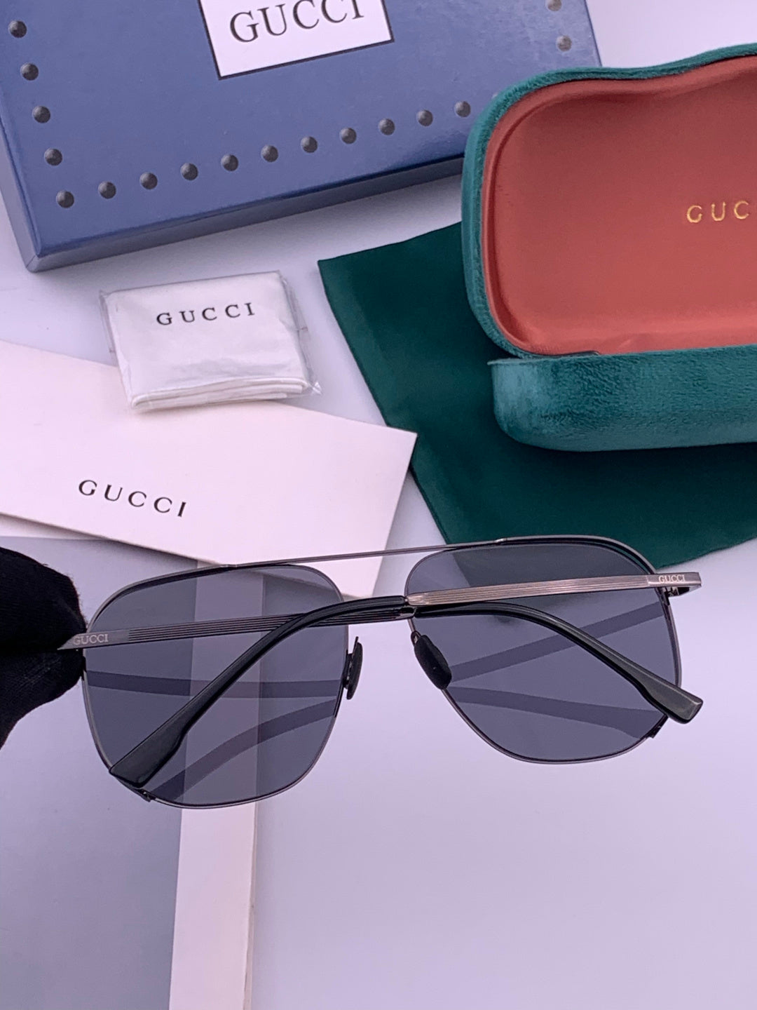 Gucci G0227 Polarized Aviator Gold Lens Sunglasses for Men - detail image 6