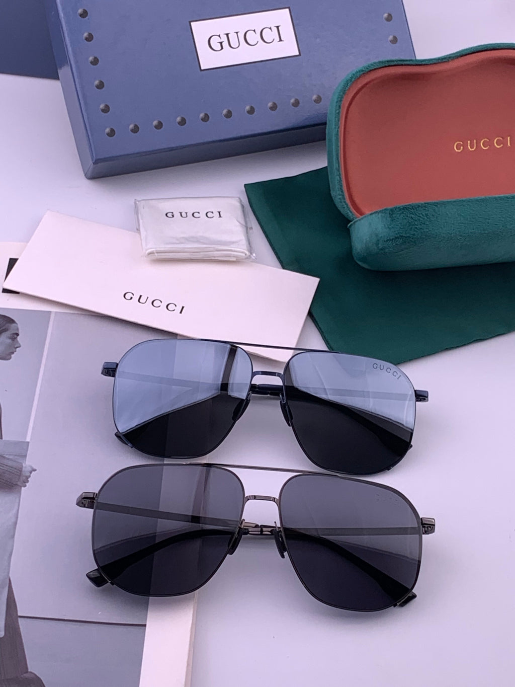 Gucci G0227 Polarized Aviator Brown Lens Sunglasses for Men - detail image 7