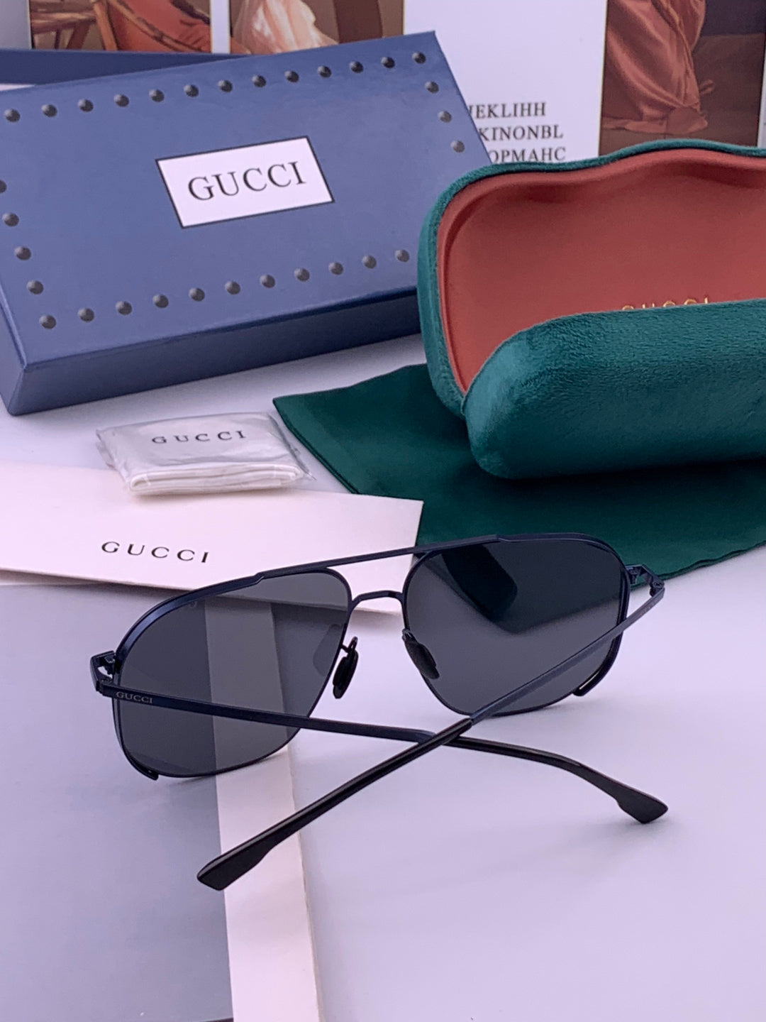 Gucci G0227 Polarized Aviator Brown Lens Sunglasses for Men - detail image 4