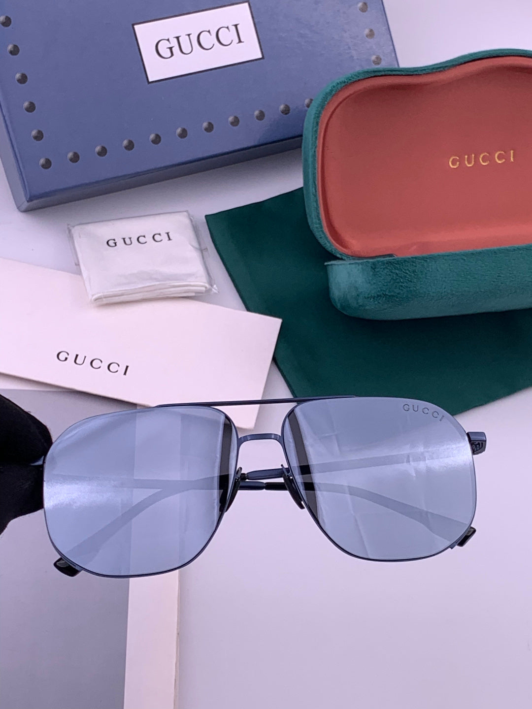 Gucci G0227 Polarized Aviator Brown Lens Sunglasses for Men