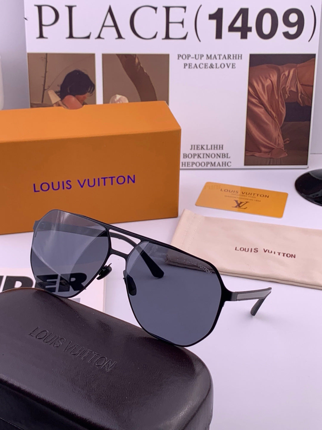 Louis Vuitton L6229 Polarized Aviator Blue Lens Sunglasses for Men - detail image 4