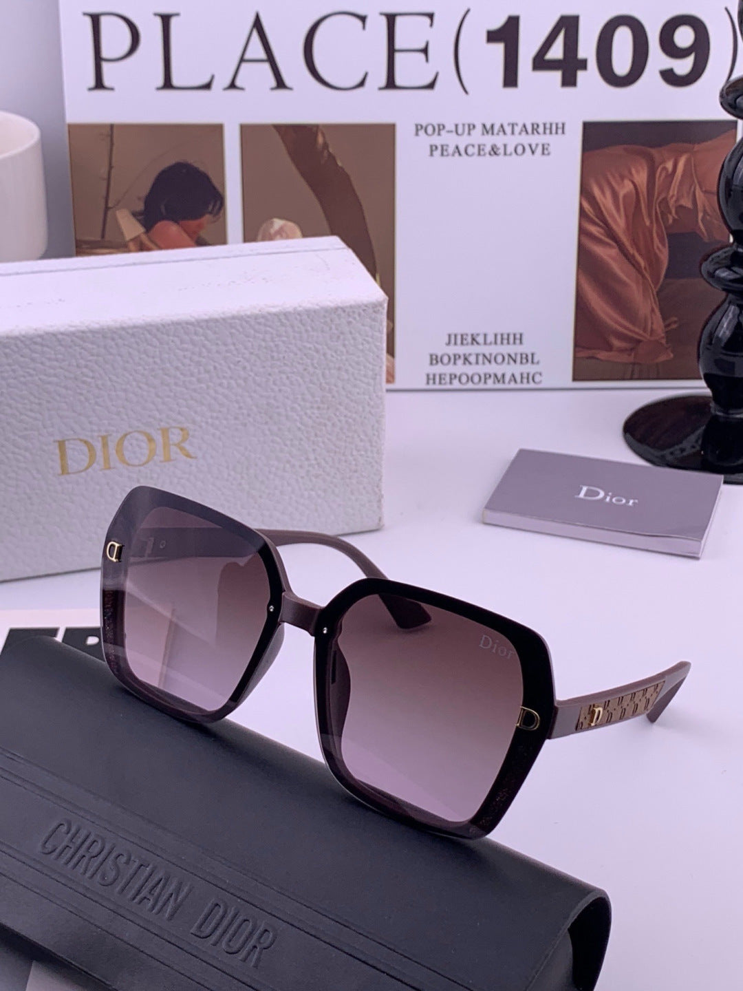 Dior D3200 Polarized Fashion Black Lens Sunglasses for Men & Women - detail image 2