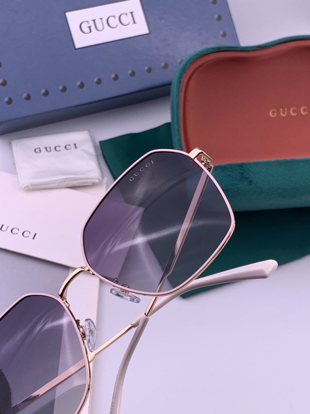 Gucci G5826 Metal Square Black Lens Sunglasses for Men & Women - detail image 7
